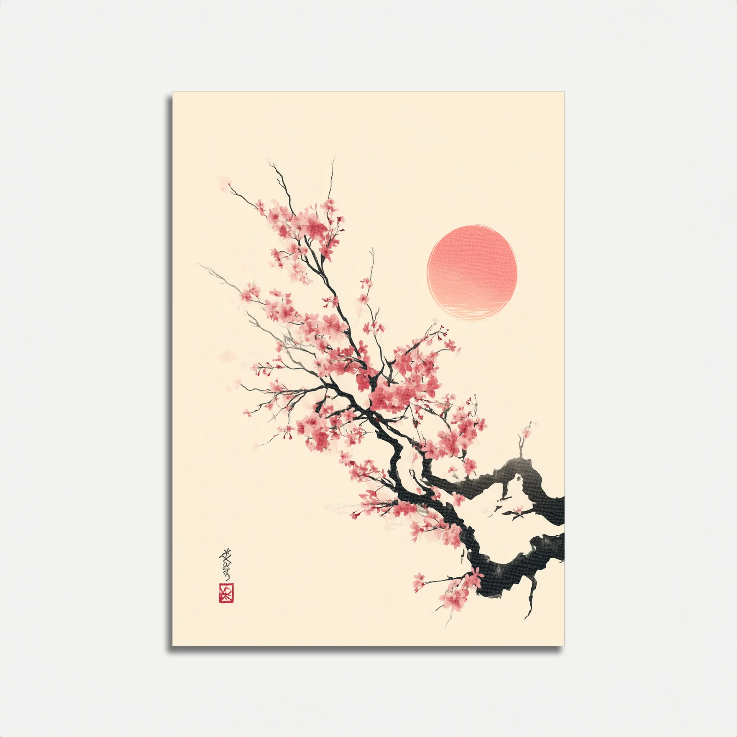Serene Cherry Blossom Sunset Poster
