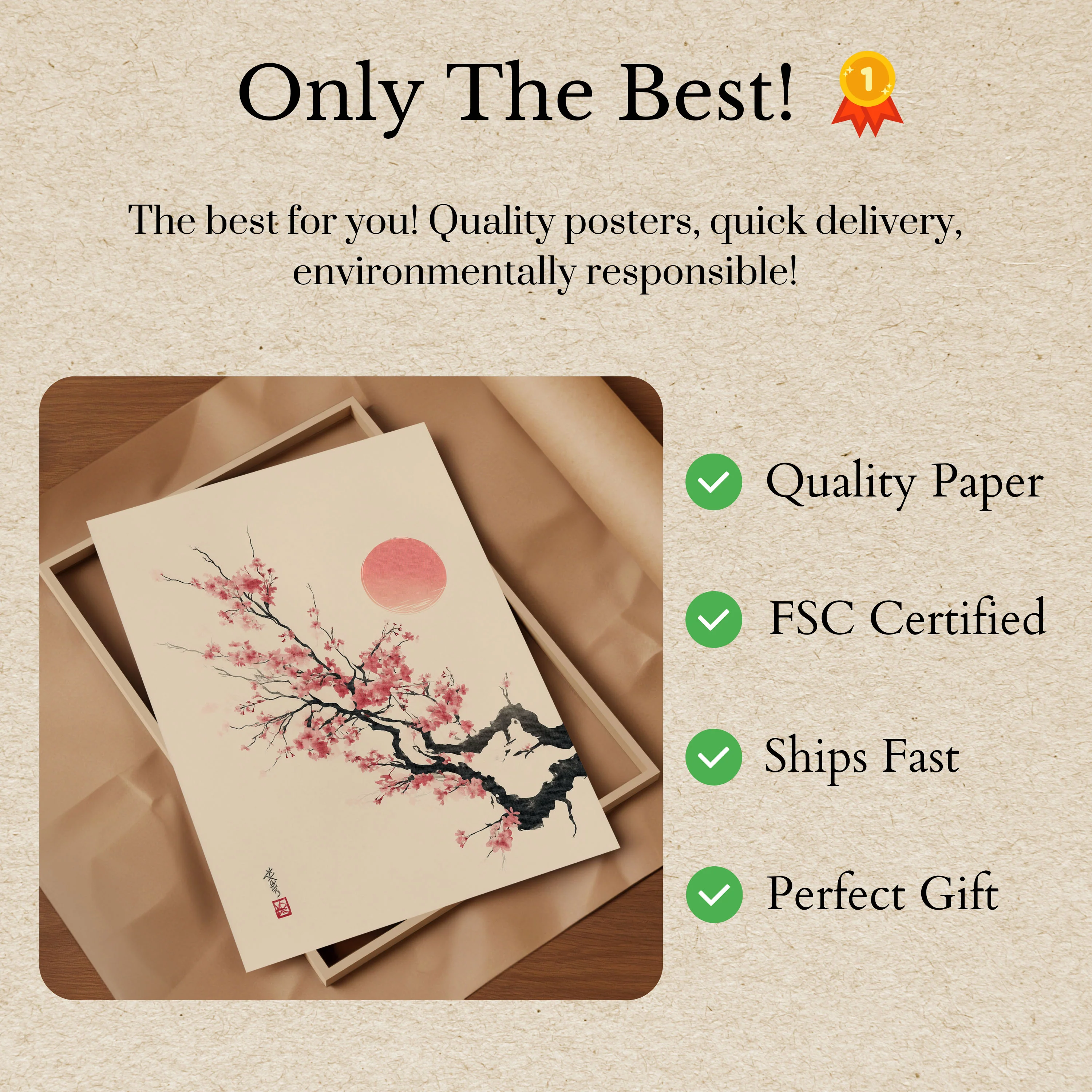 Serene Cherry Blossom Sunset Poster - Image 3