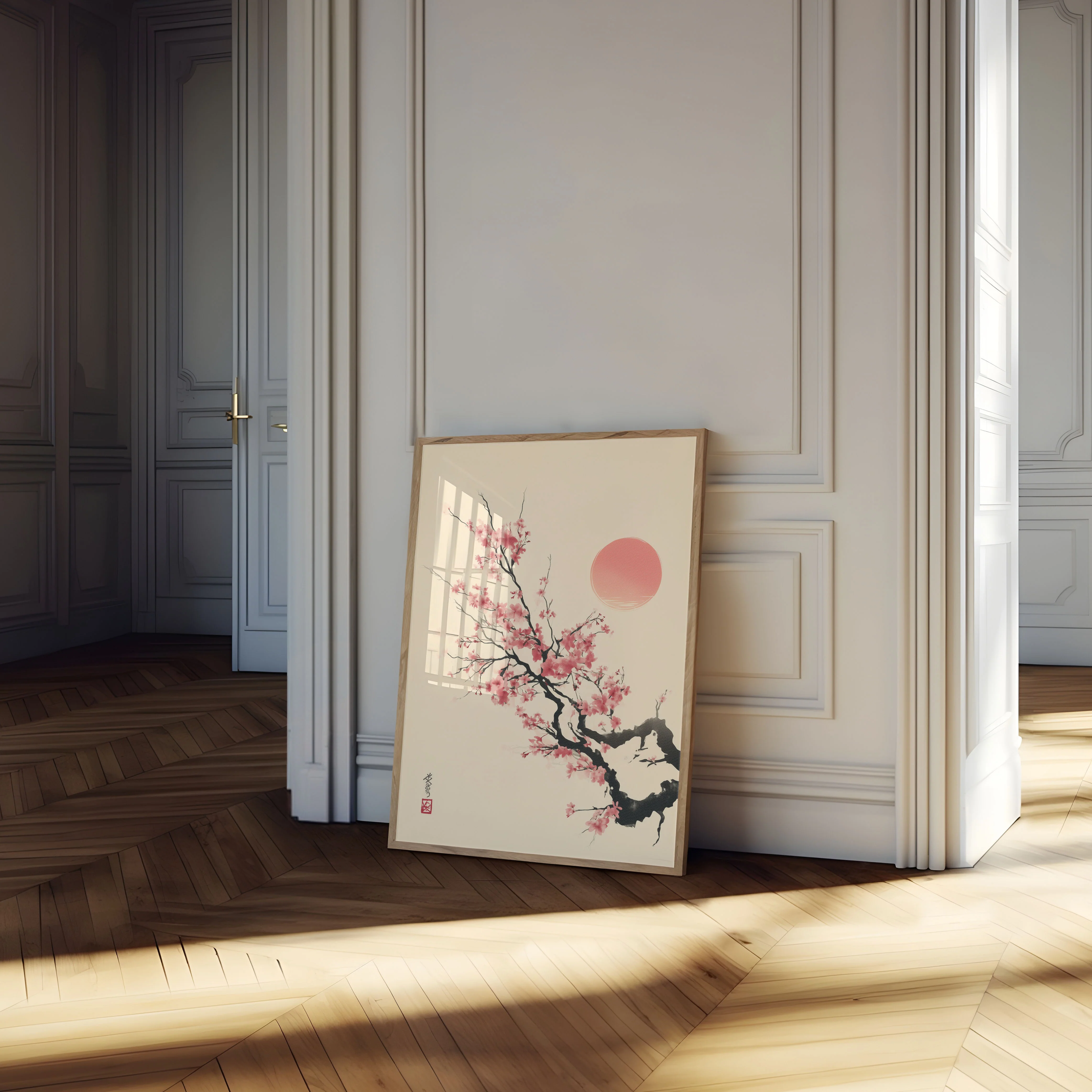 Serene Cherry Blossom Sunset Poster - Image 4