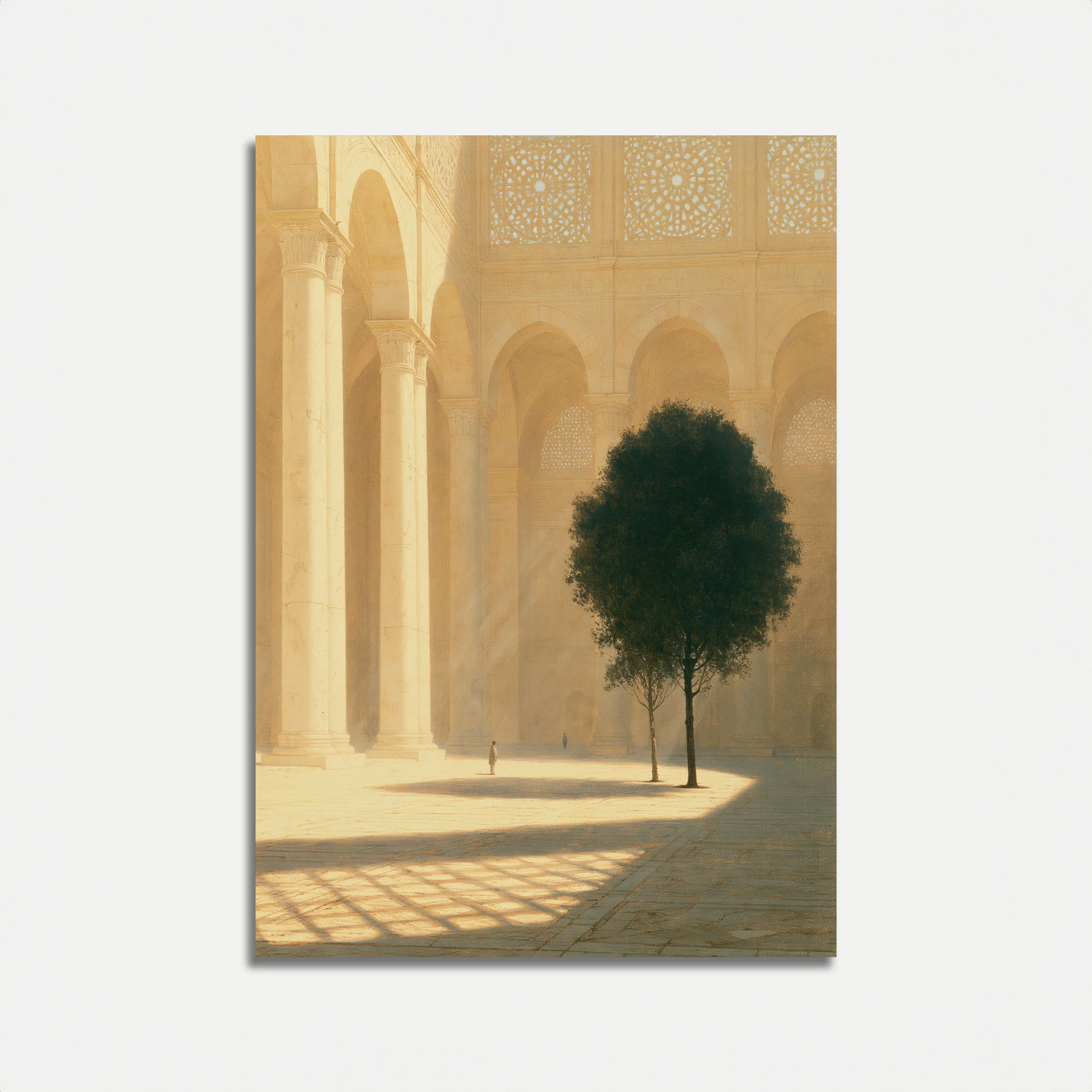 Serene Courtyard with Tree Poster