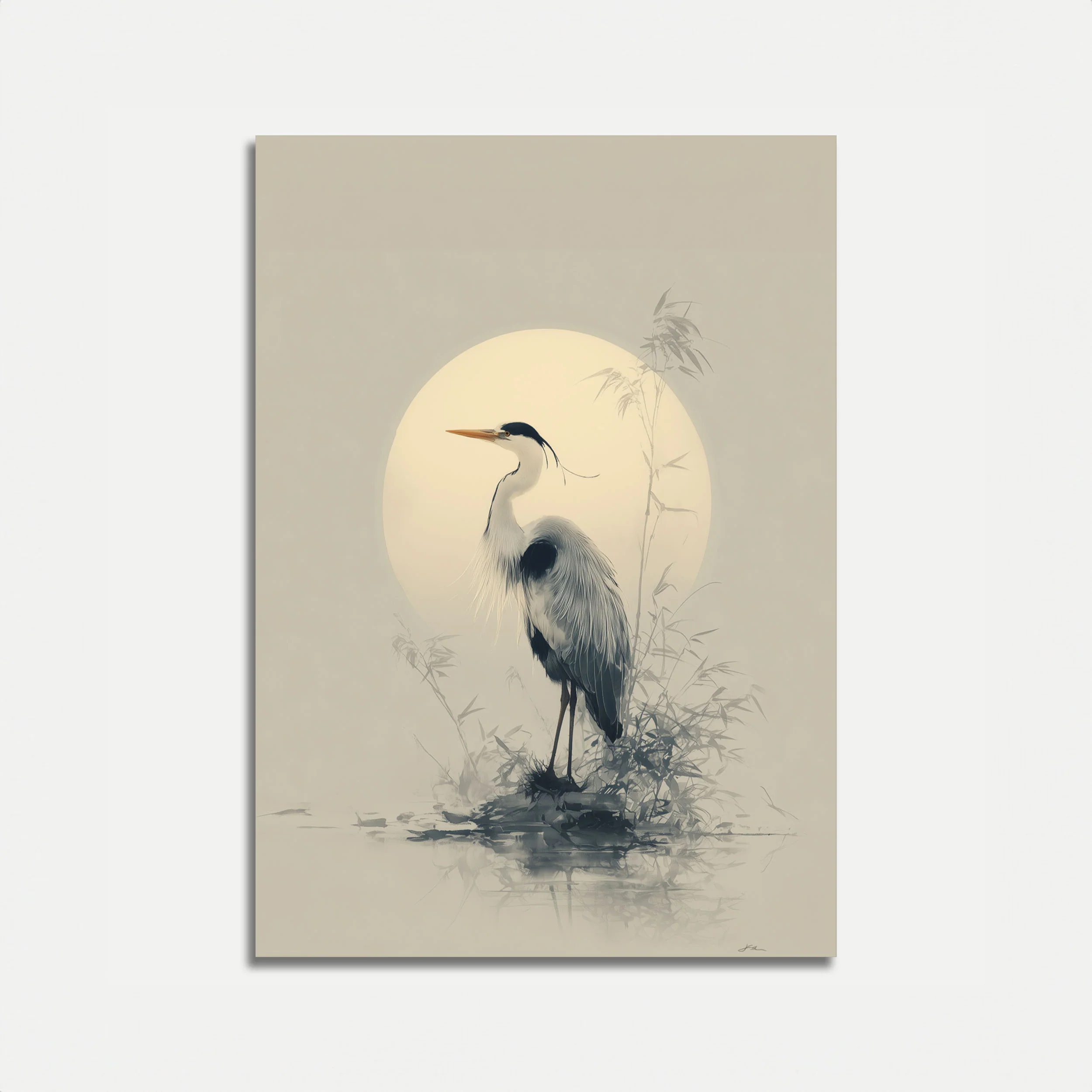 Serene Heron Sunset Poster