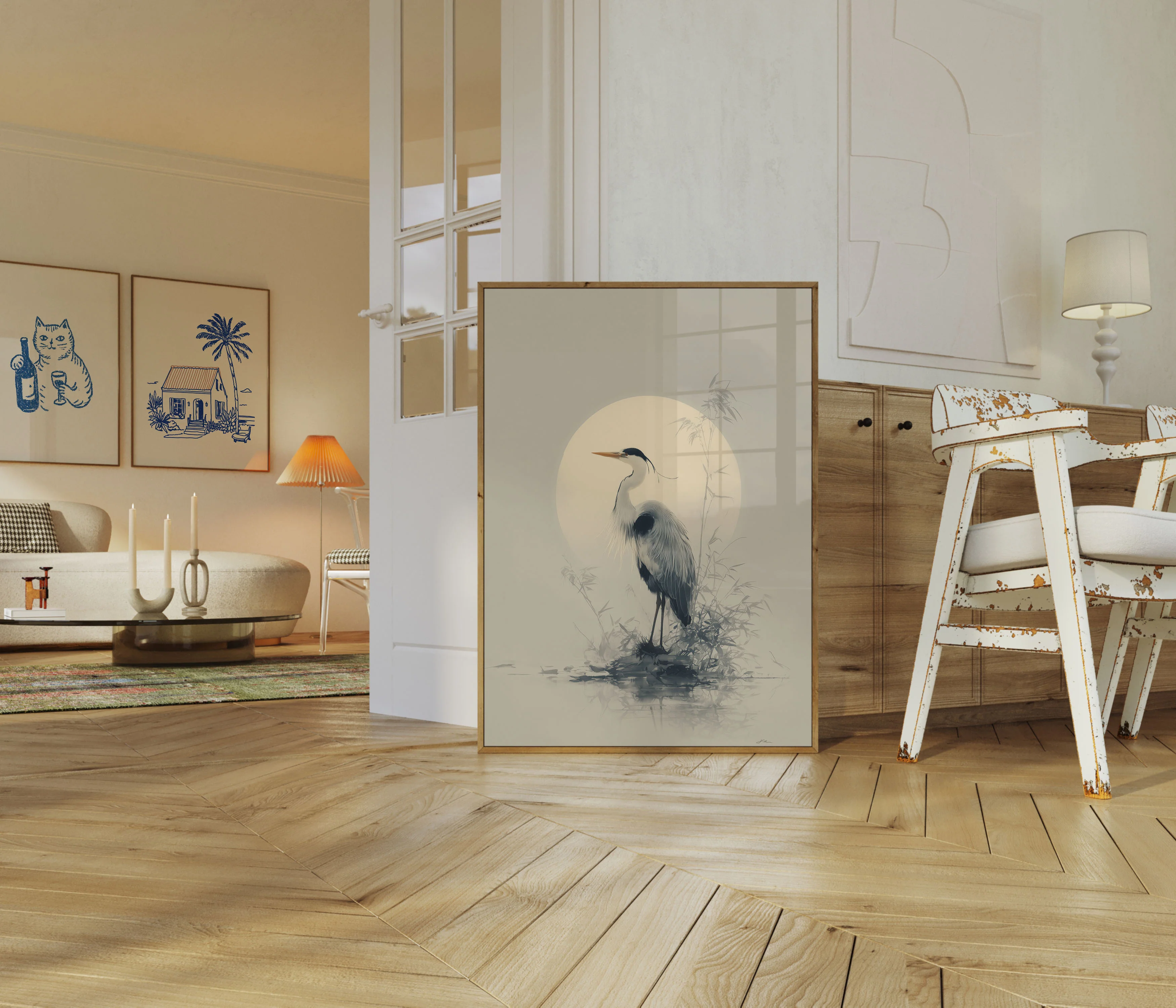 Serene Heron Sunset Poster - Image 5
