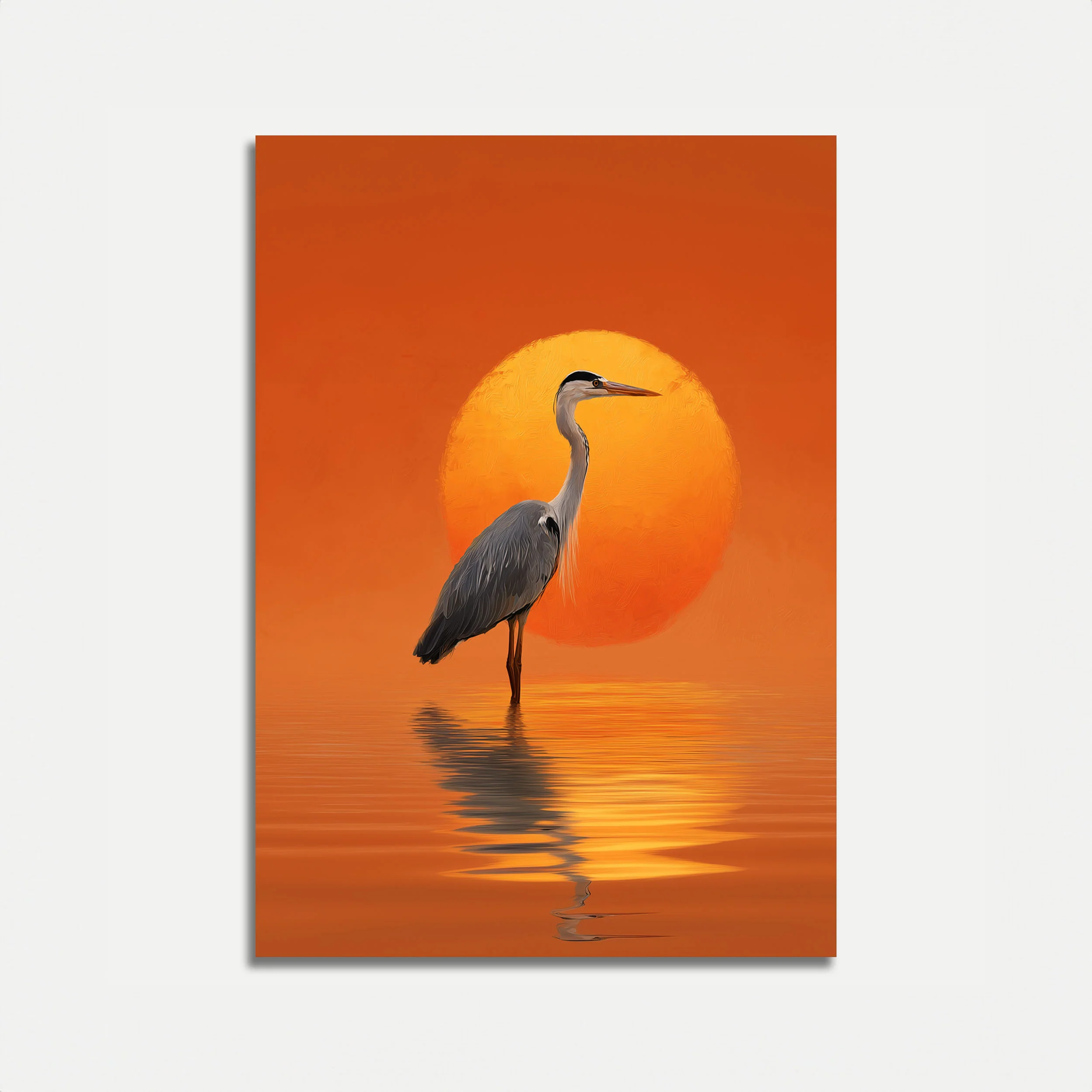 Serene Heron Sunset Poster