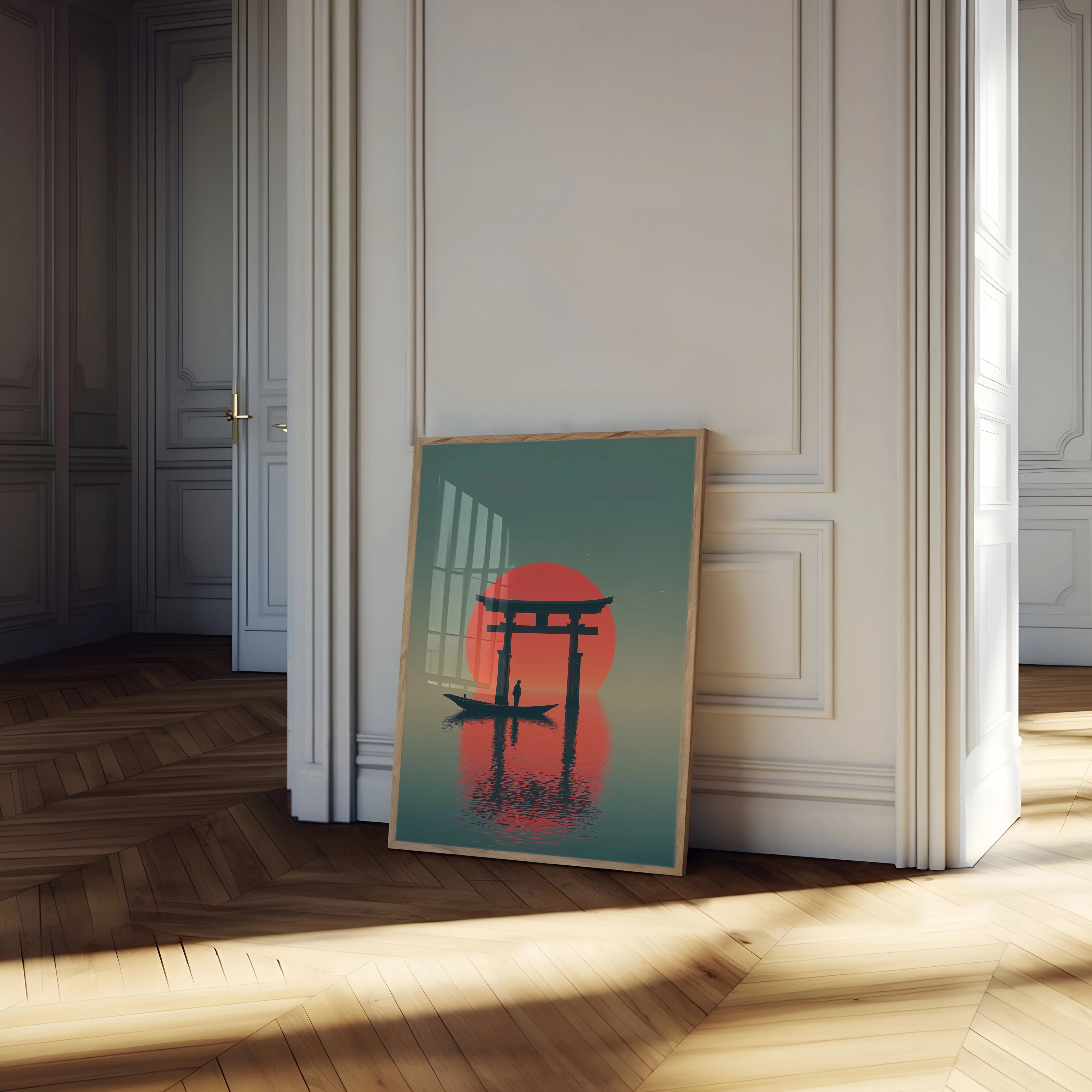 Serene Japanese Torii Sunset Poster - Image 4