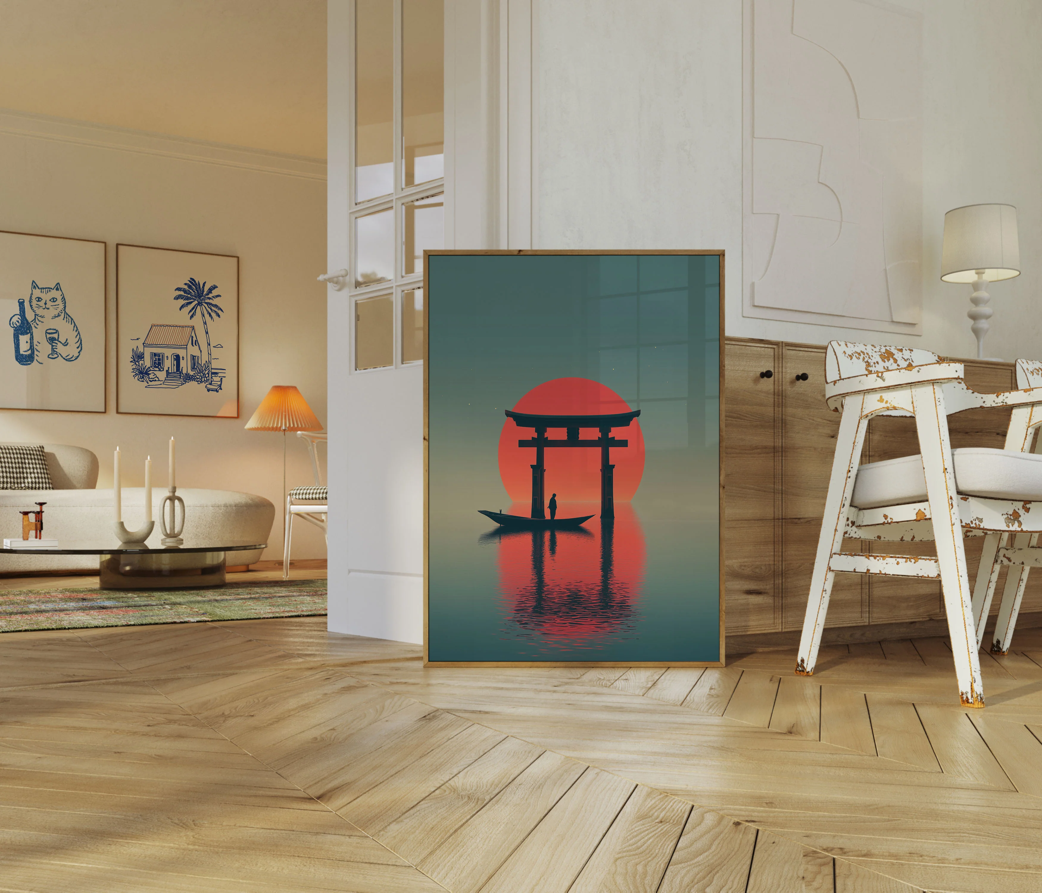 Serene Japanese Torii Sunset Poster - Image 5