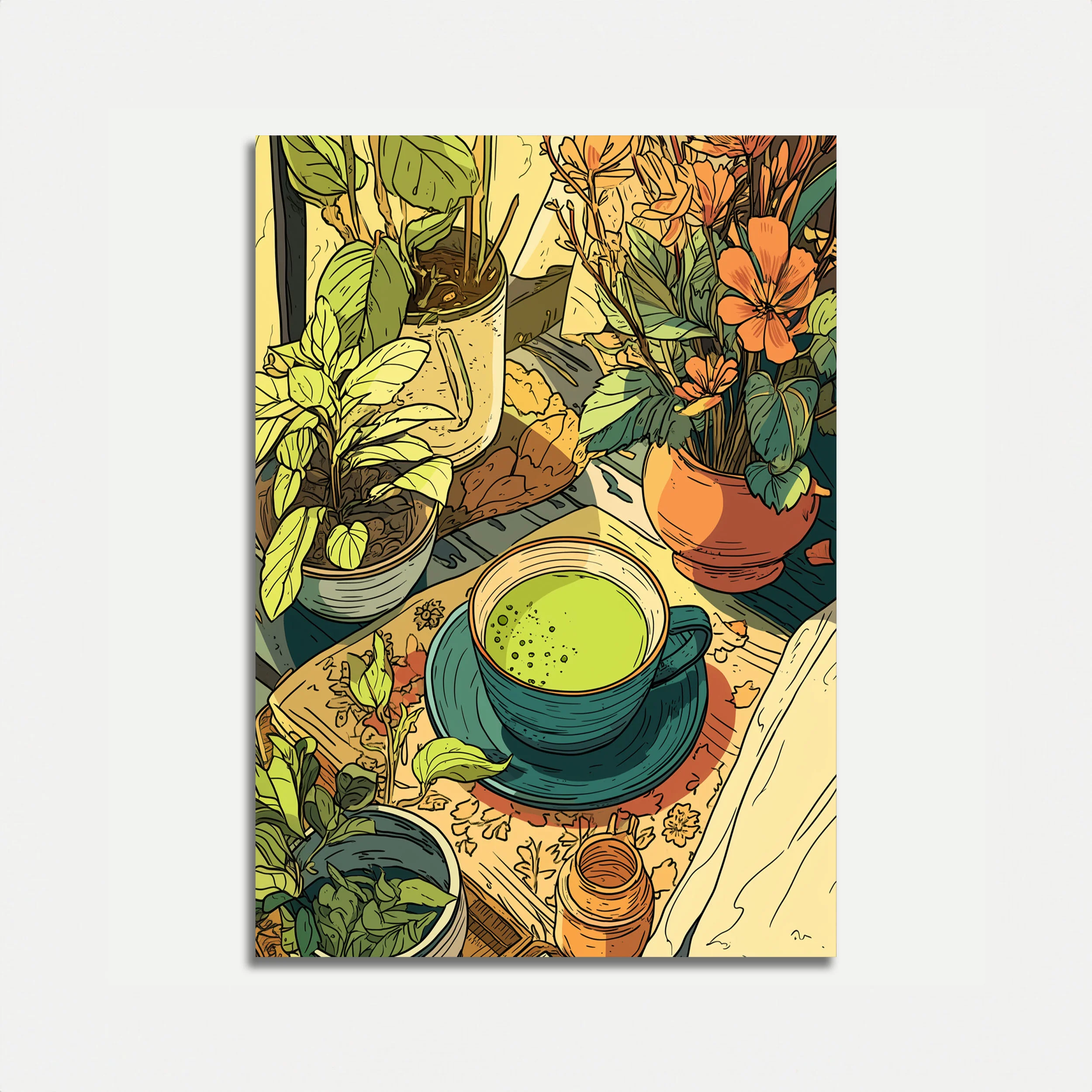 Serene Matcha Botanical Poster