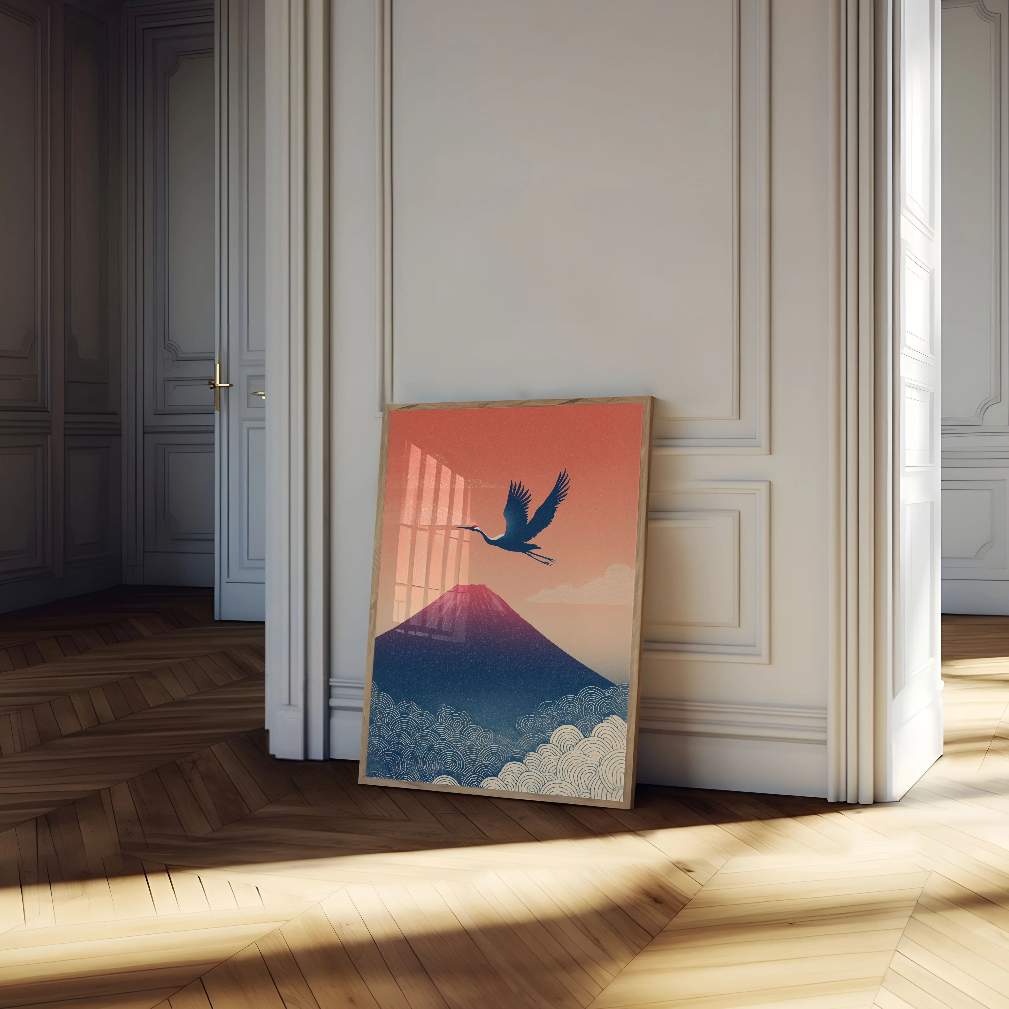 Serene Mount Fuji Crane Poster - Image 4