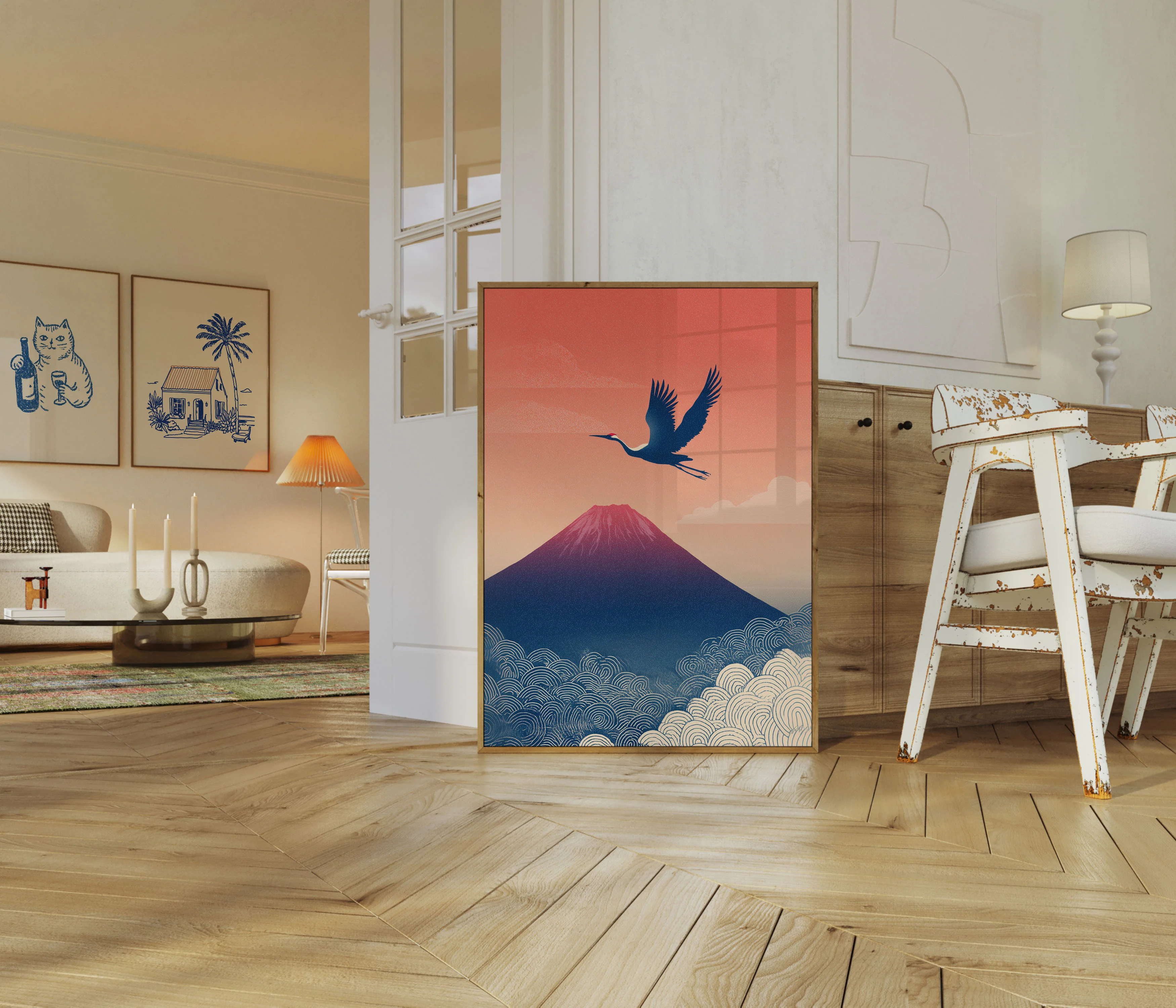 Serene Mount Fuji Crane Poster - Image 5