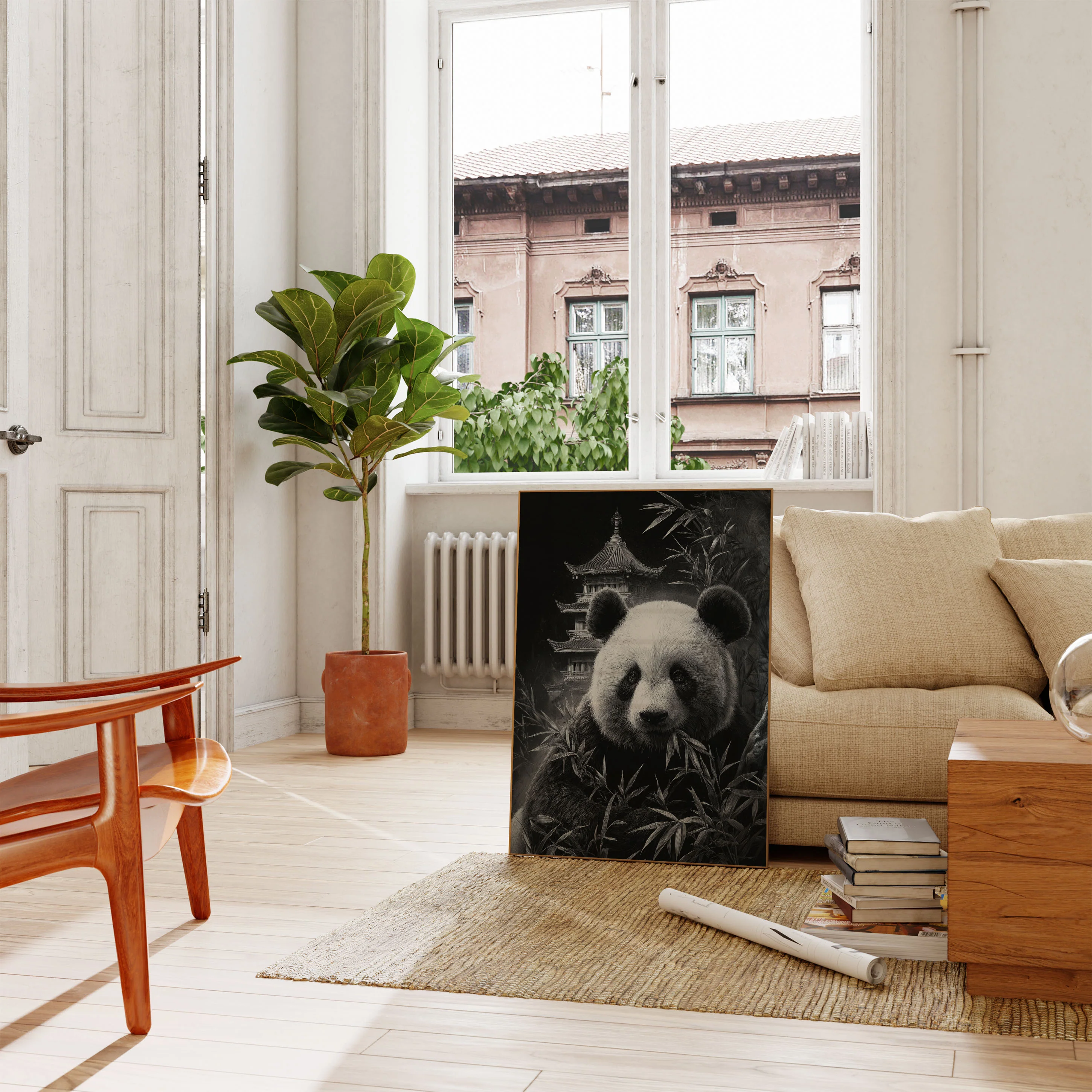 Serene Panda Pagoda Poster - Image 2