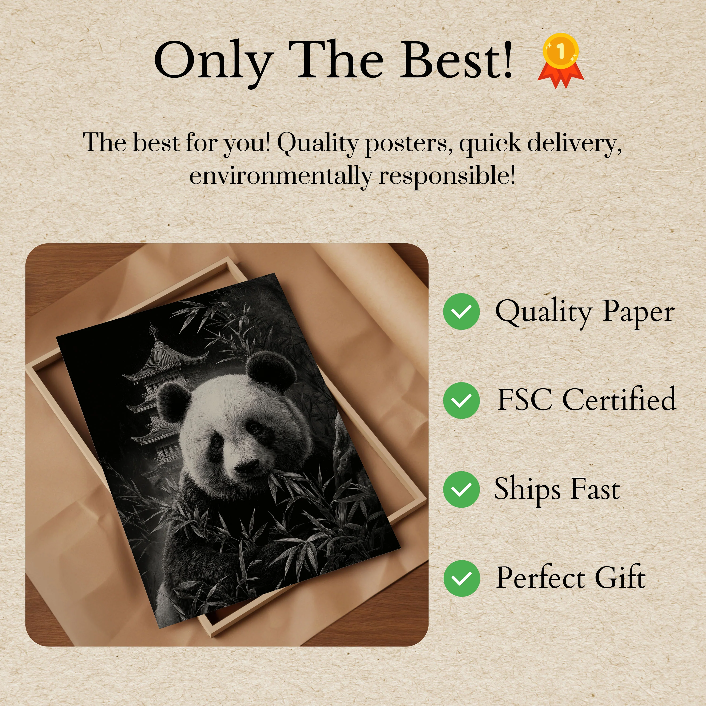 Serene Panda Pagoda Poster - Image 3
