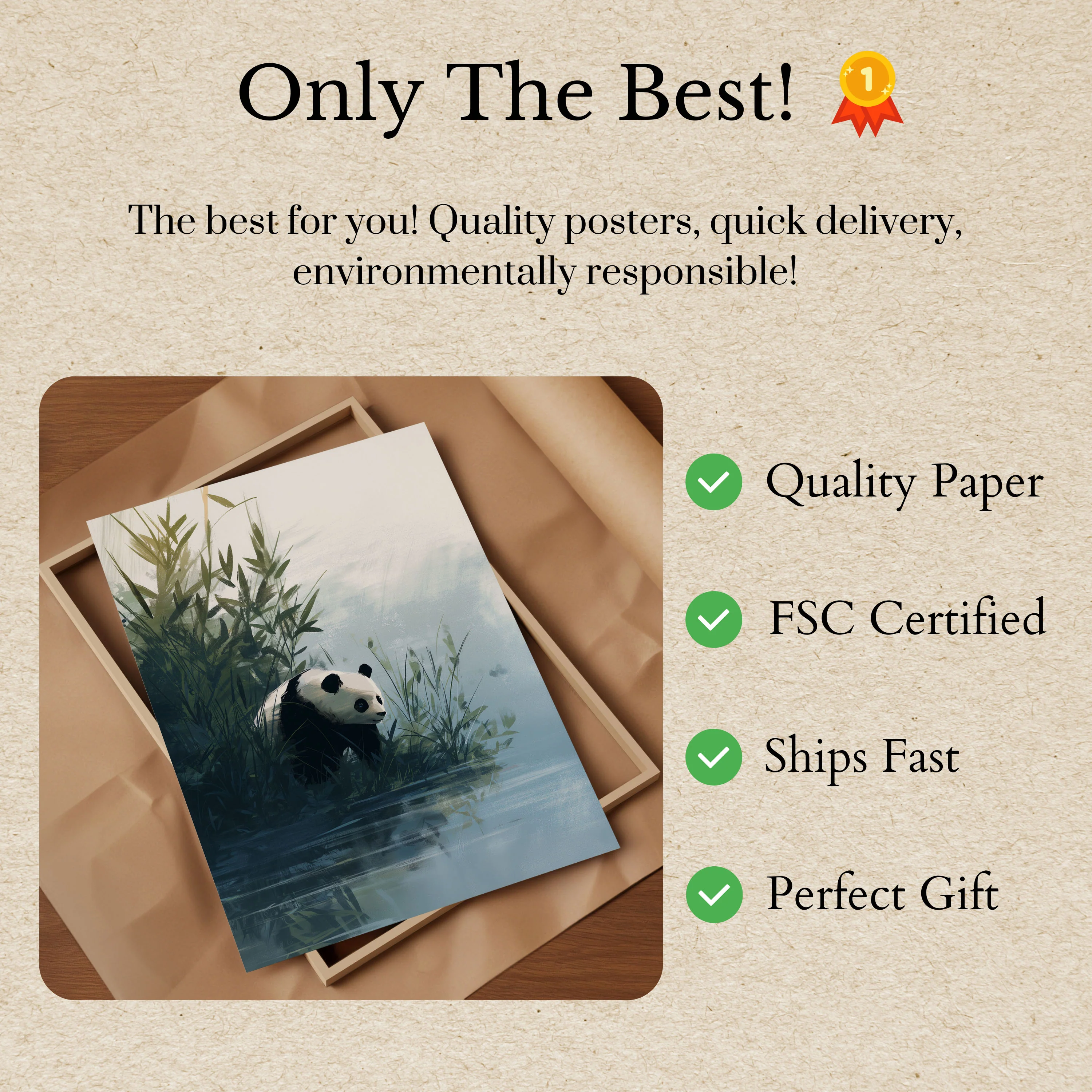 Serene Panda Riverside Poster - Image 3