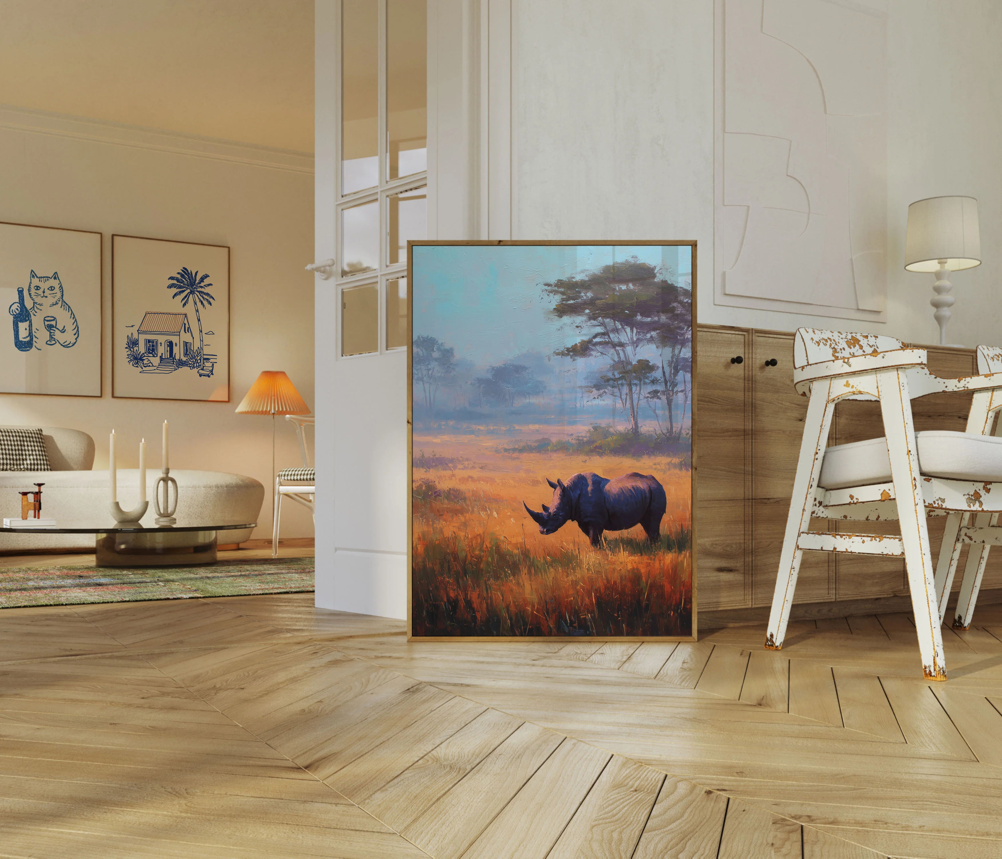 Serene Rhino African Savanna Poster - Image 5