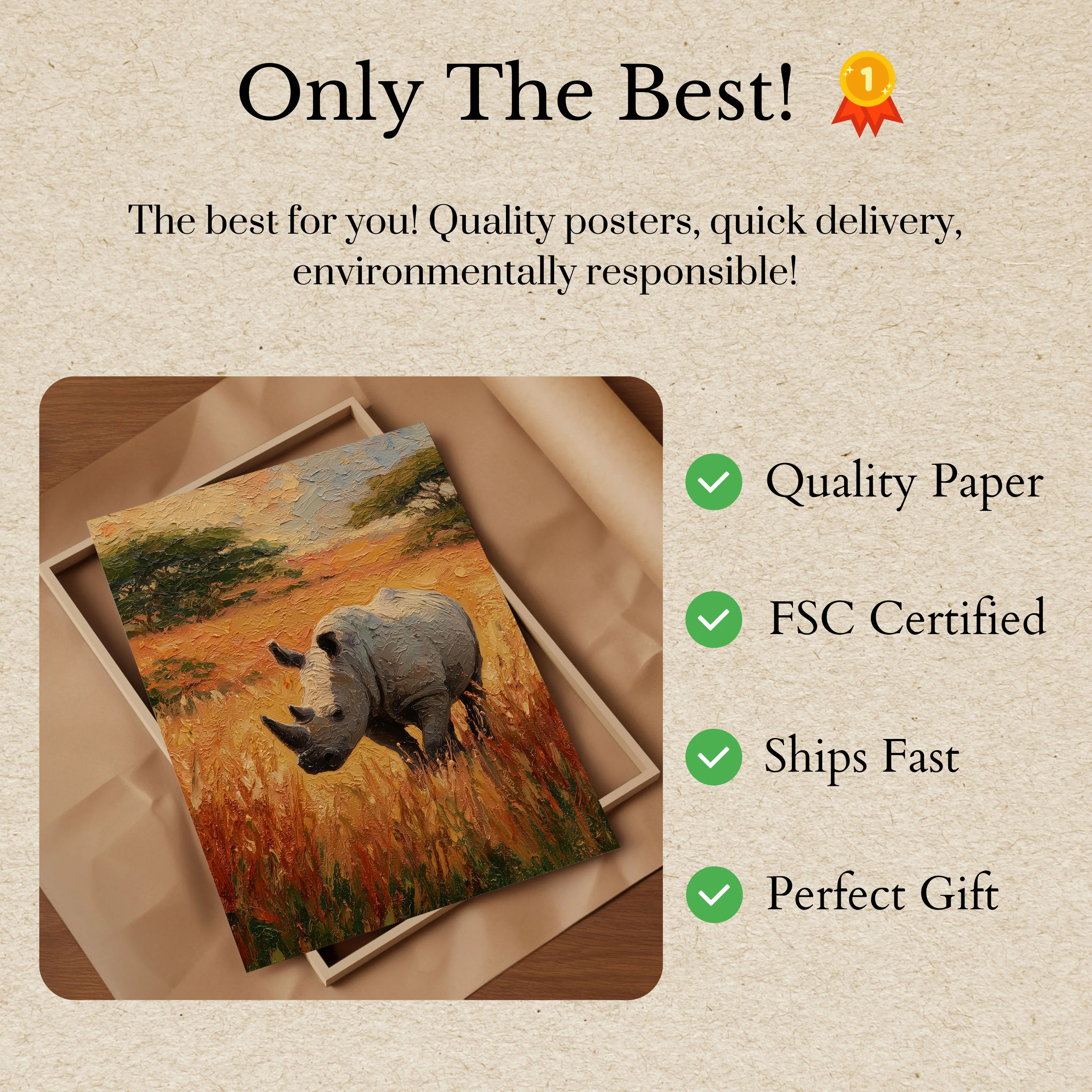 Serene Rhino Savanna Poster - Image 3