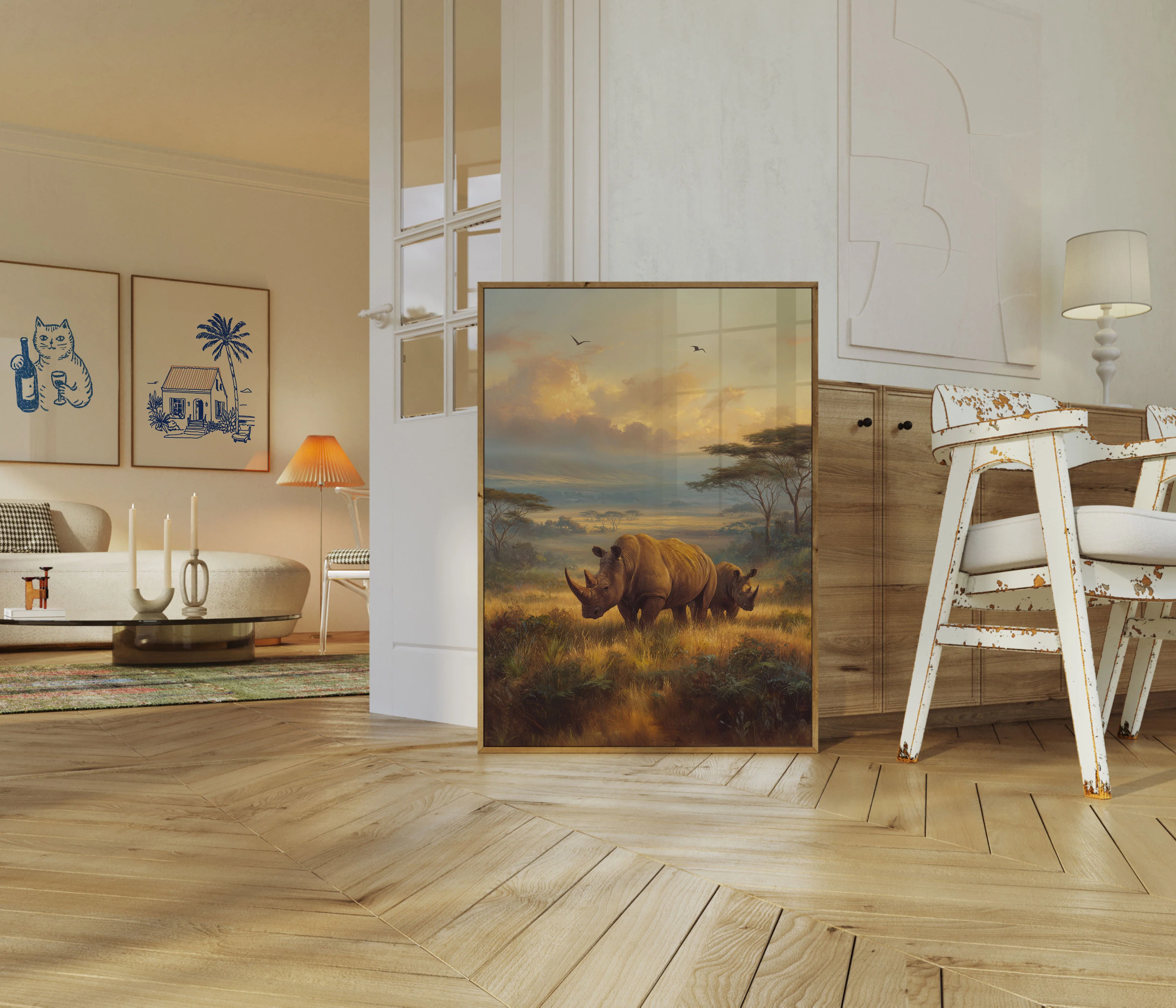 Serene Rhinos African Savanna Poster - Image 5