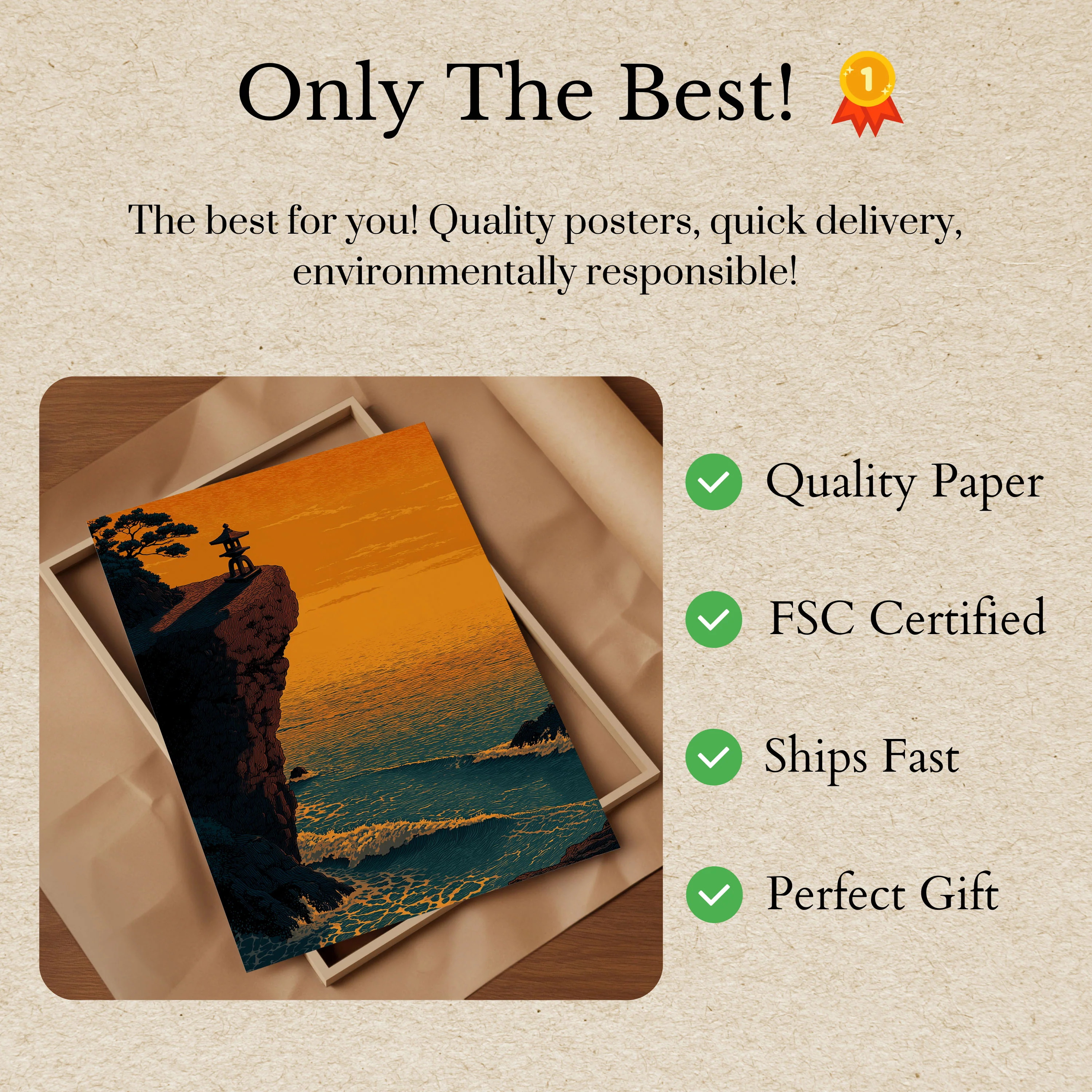 Serene Sunset Lantern Cliff Poster - Image 3