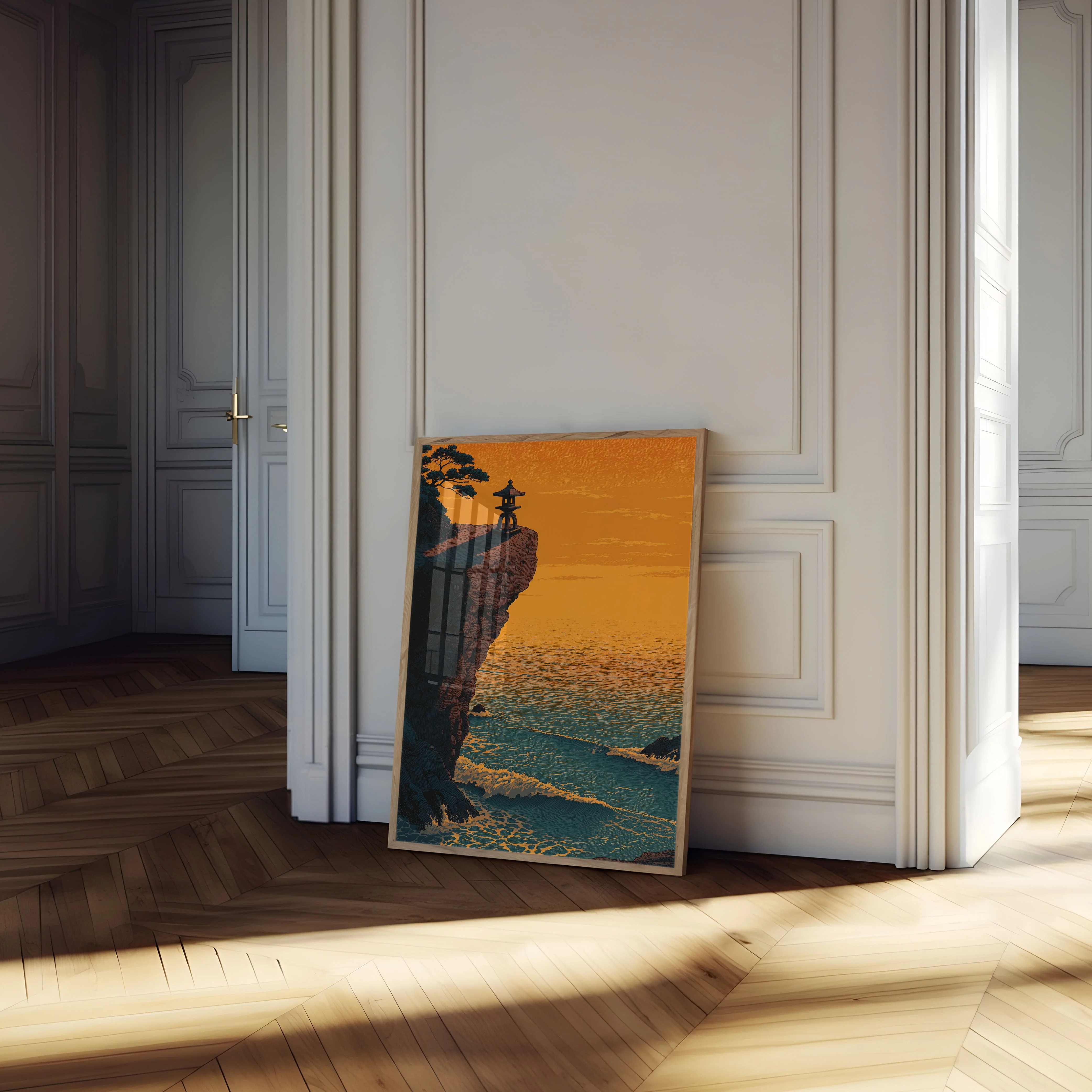 Serene Sunset Lantern Cliff Poster - Image 4