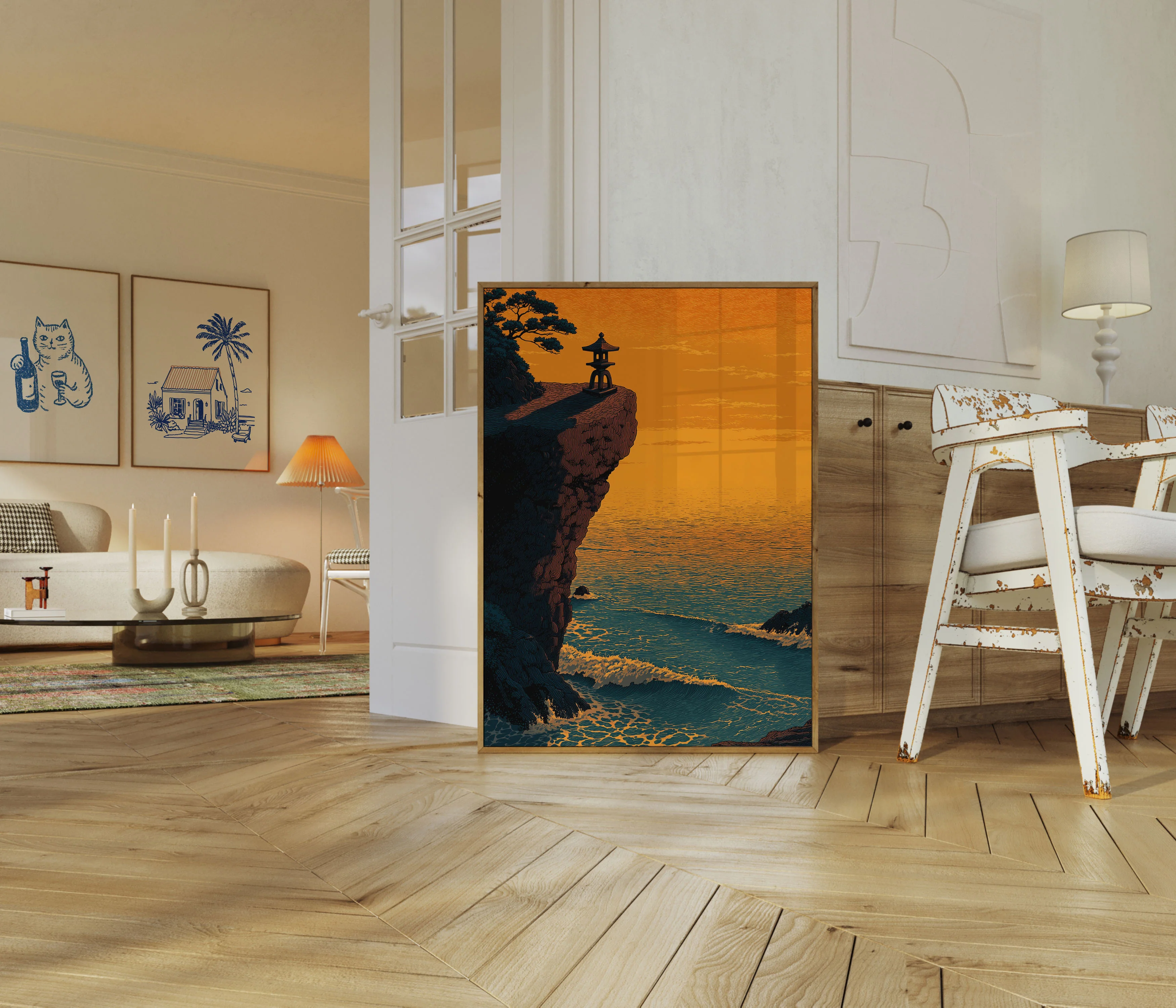 Serene Sunset Lantern Cliff Poster - Image 5
