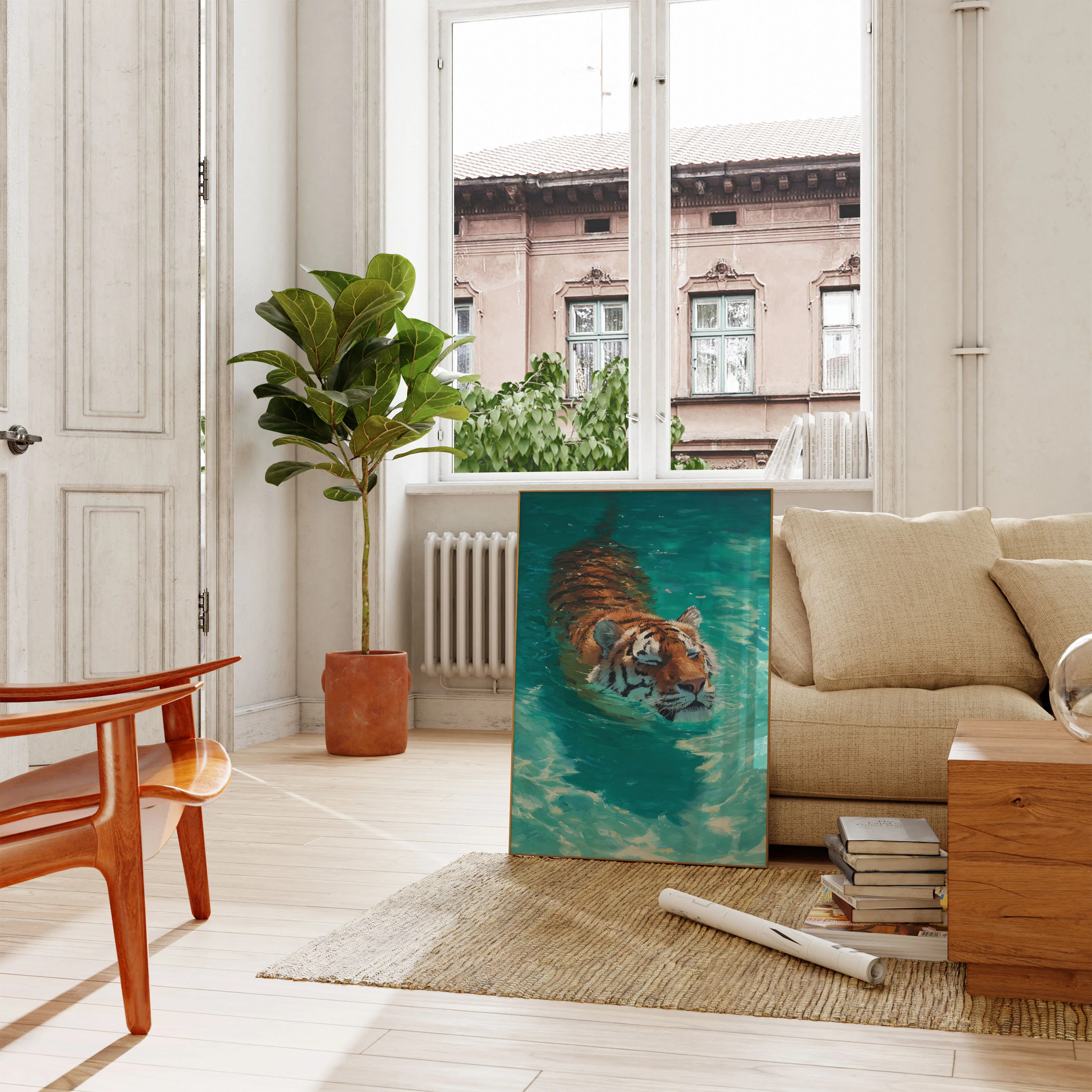 Serene Tiger Swimming Poster - Image 2