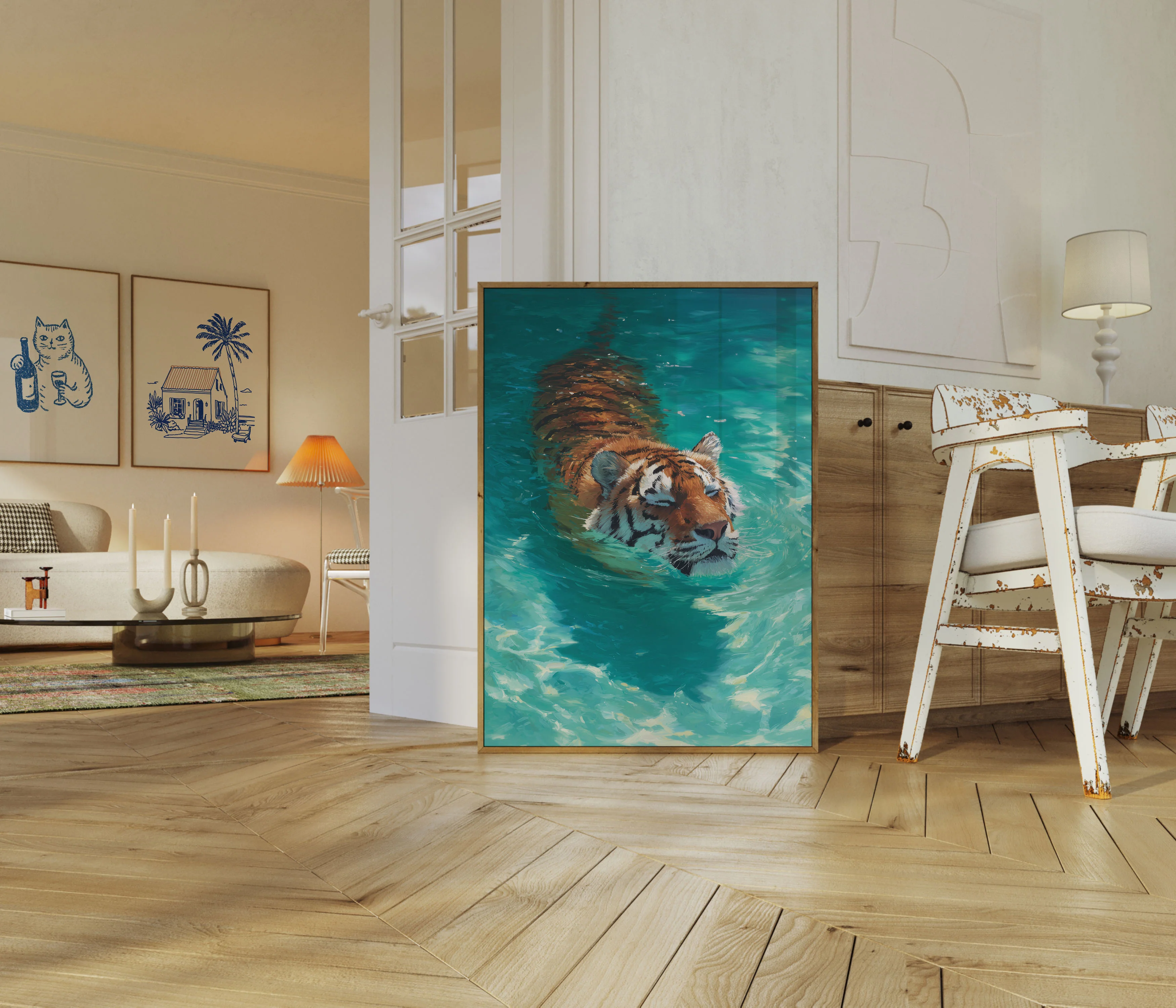Serene Tiger Swimming Poster - Image 5