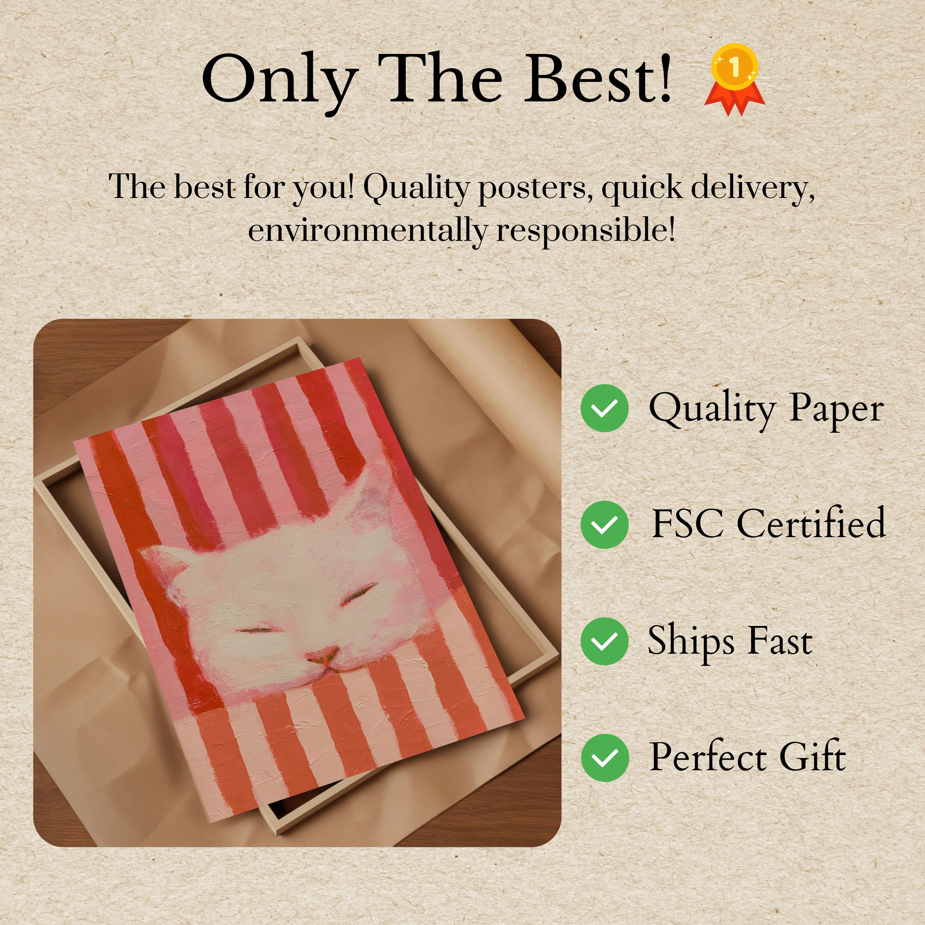 Serene White Cat Portrait Poster - Image 3