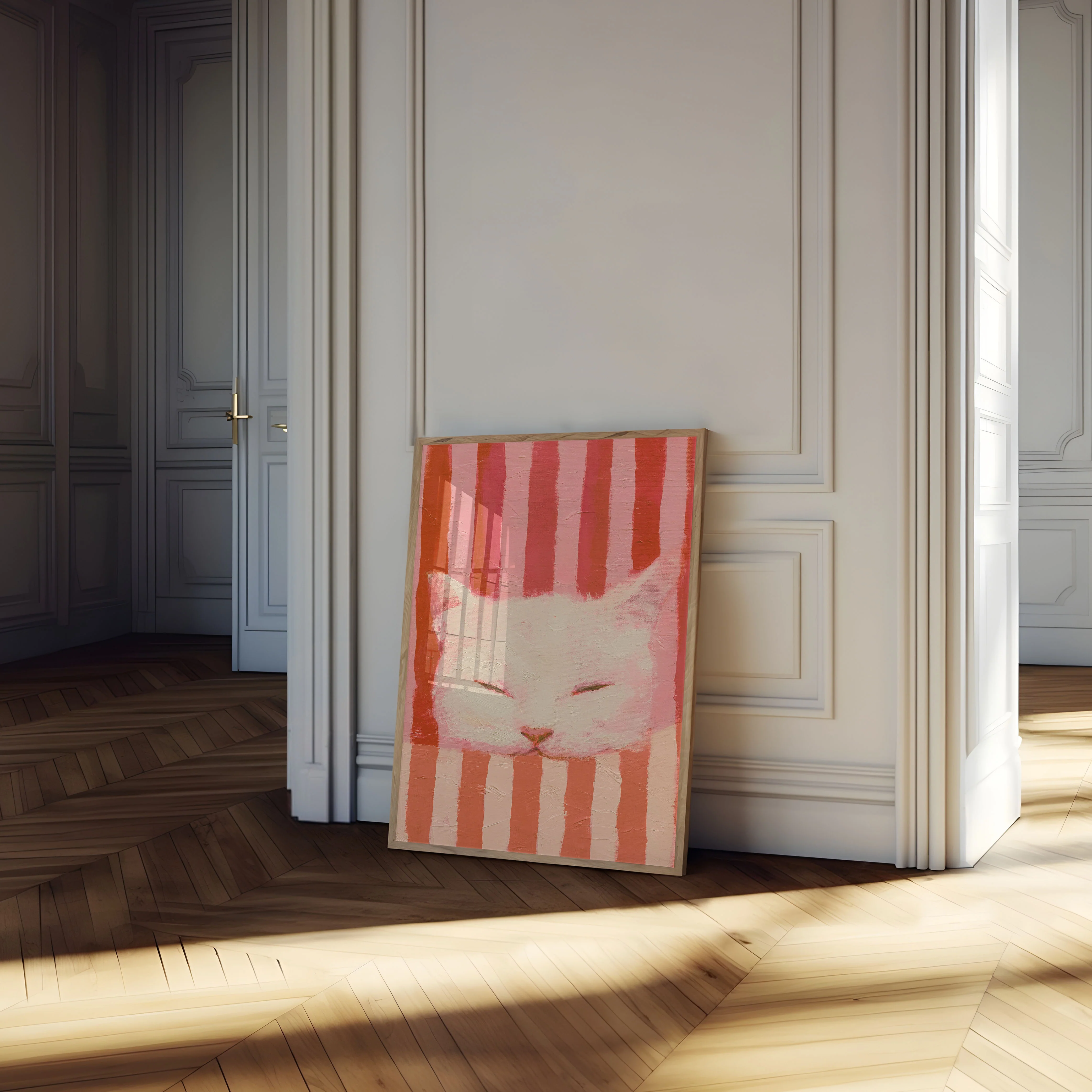 Serene White Cat Portrait Poster - Image 4