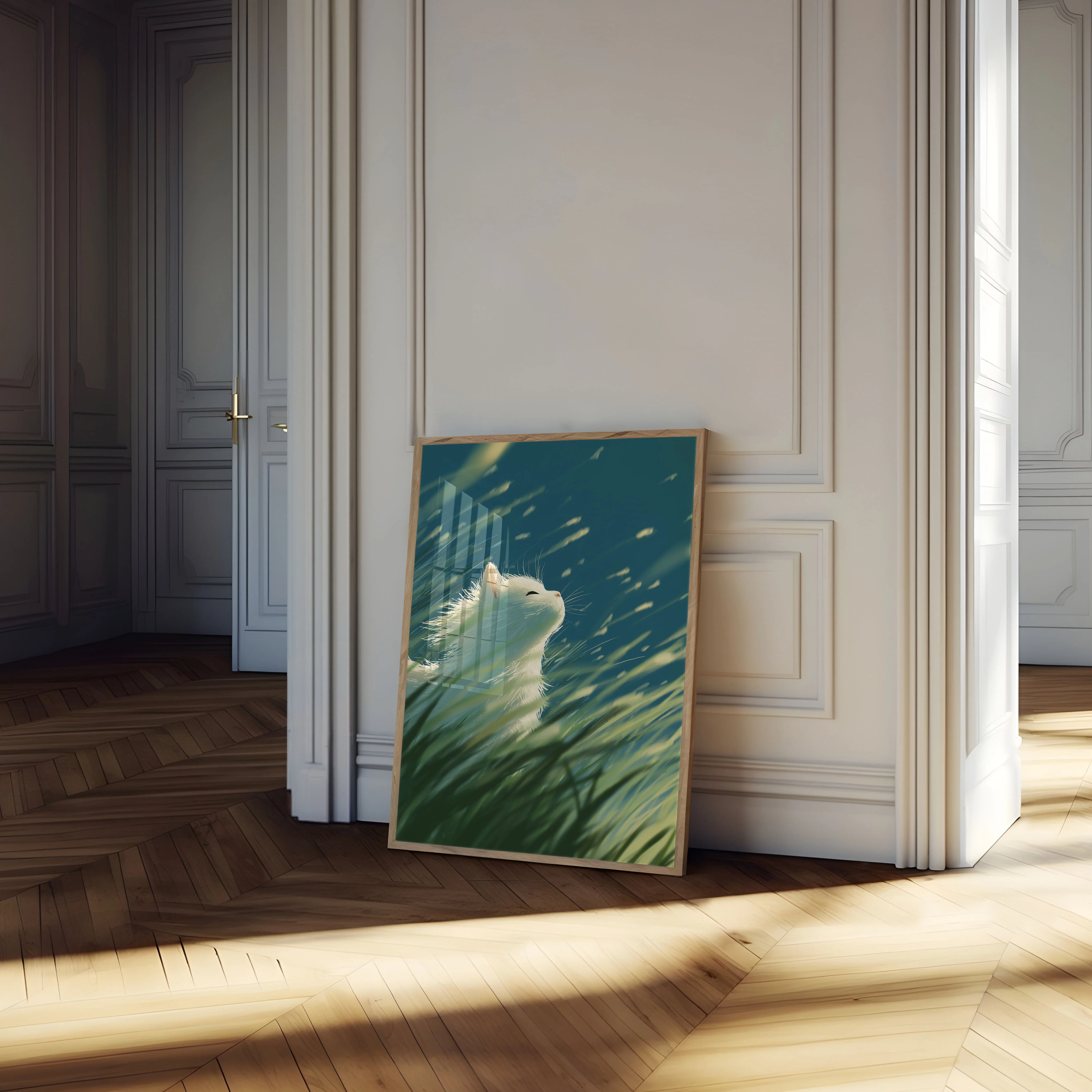 Serene Windswept Cat Poster - Image 4