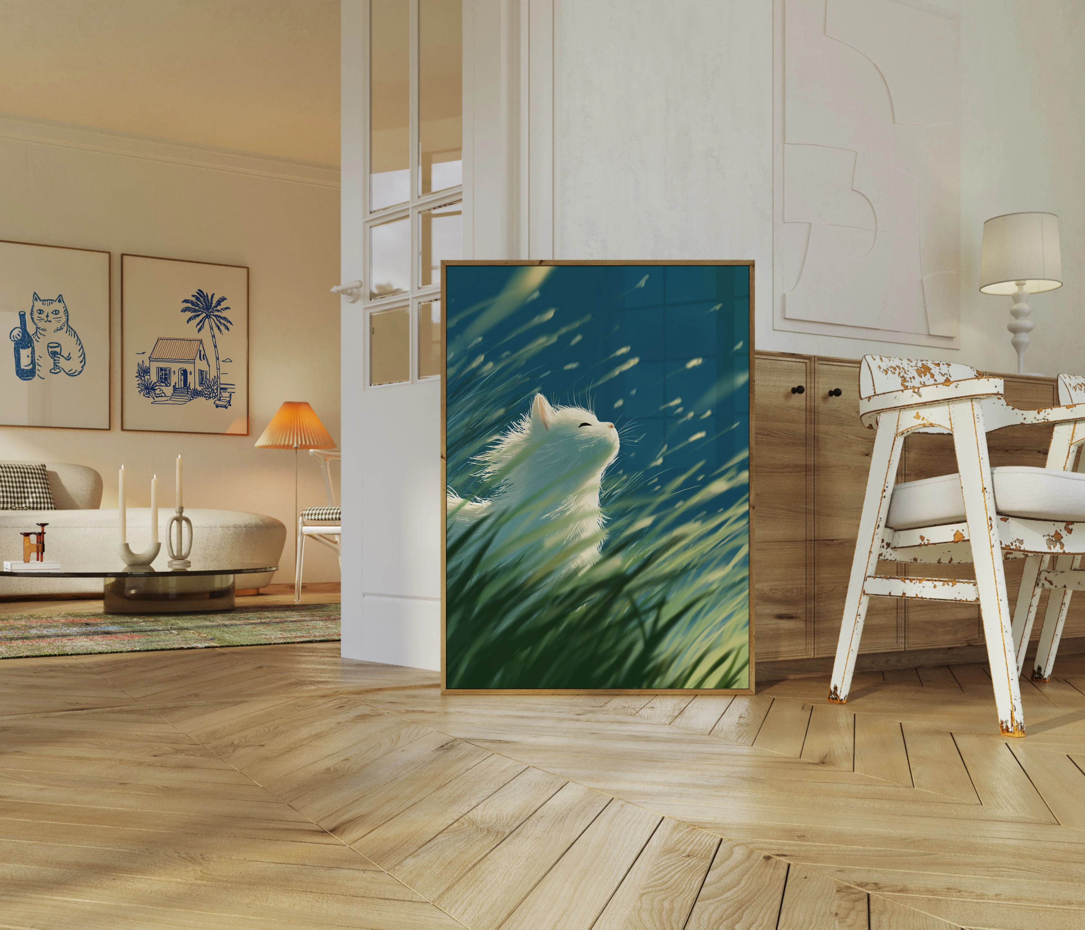 Serene Windswept Cat Poster - Image 5
