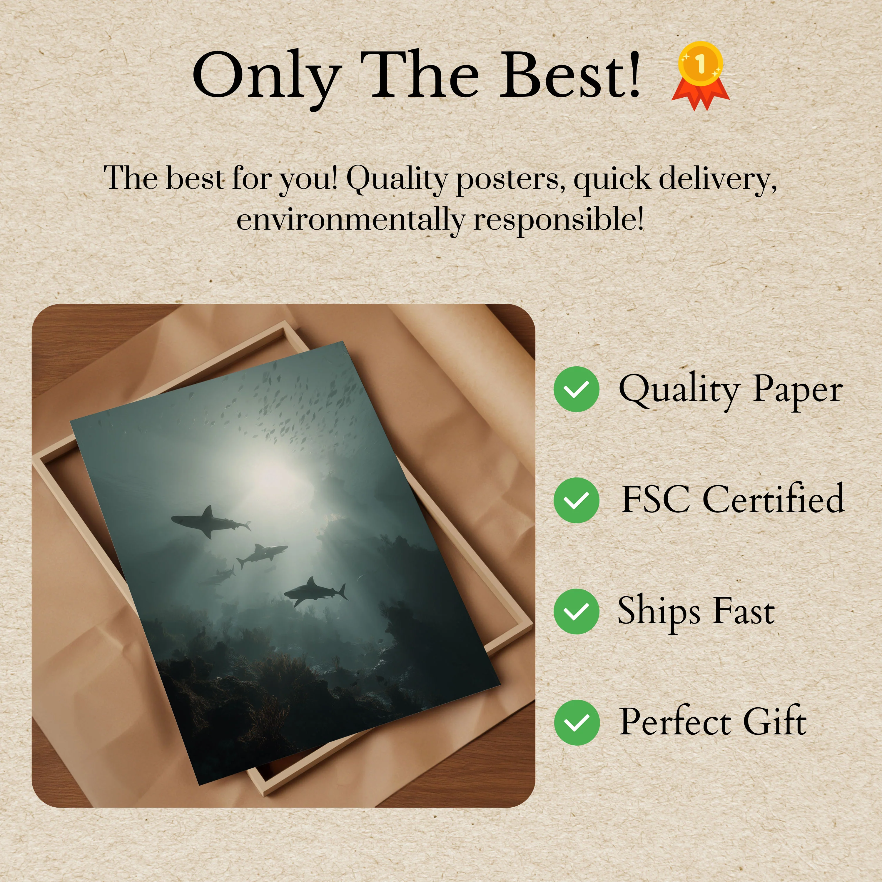 Shark Reef Silhouette Poster - Image 3