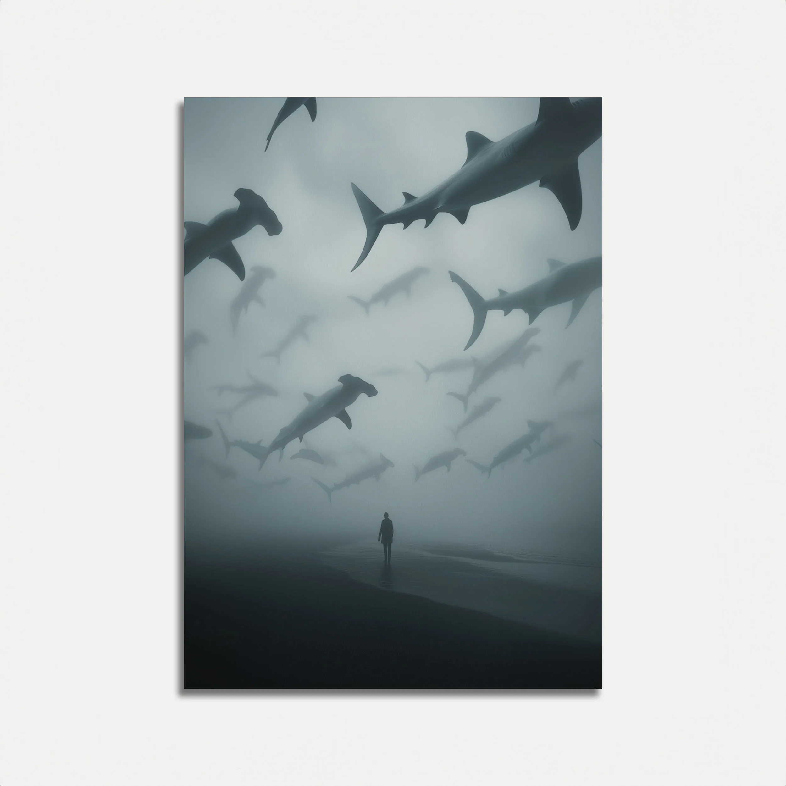 Sharks Above Lone Walker Poster