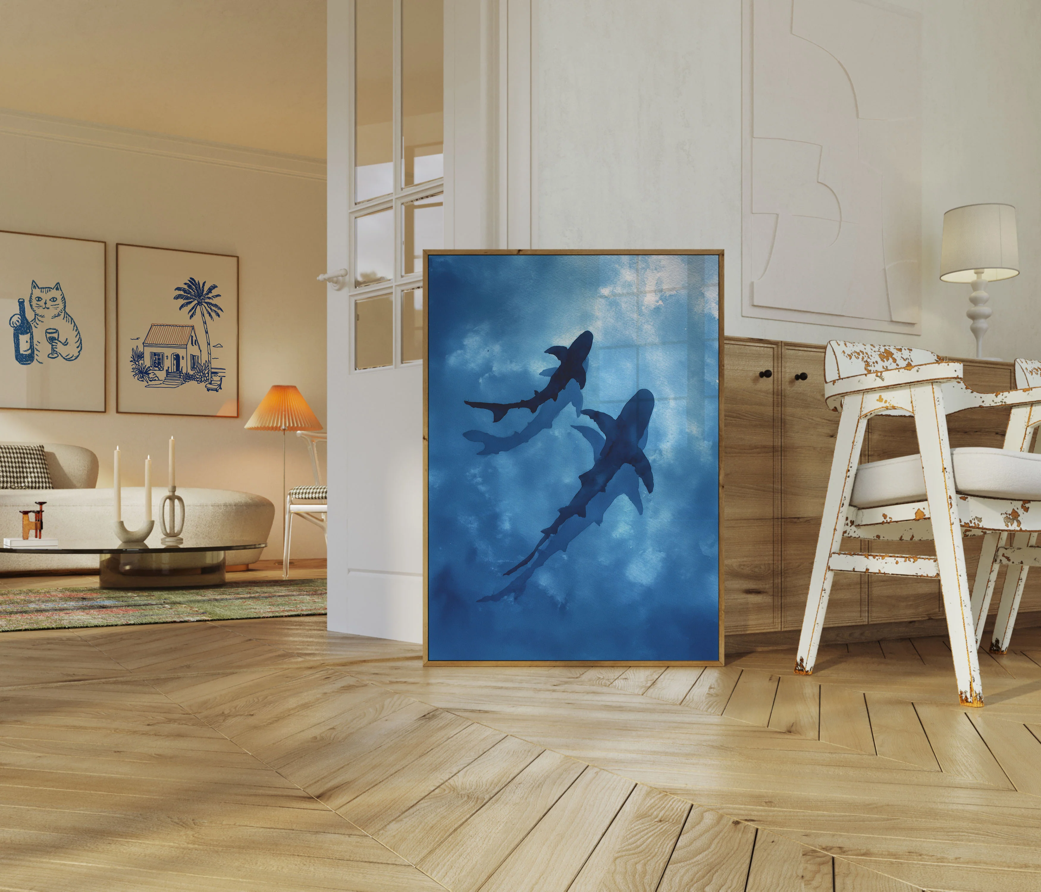 Sharks Swimming in Ocean Poster - Image 5