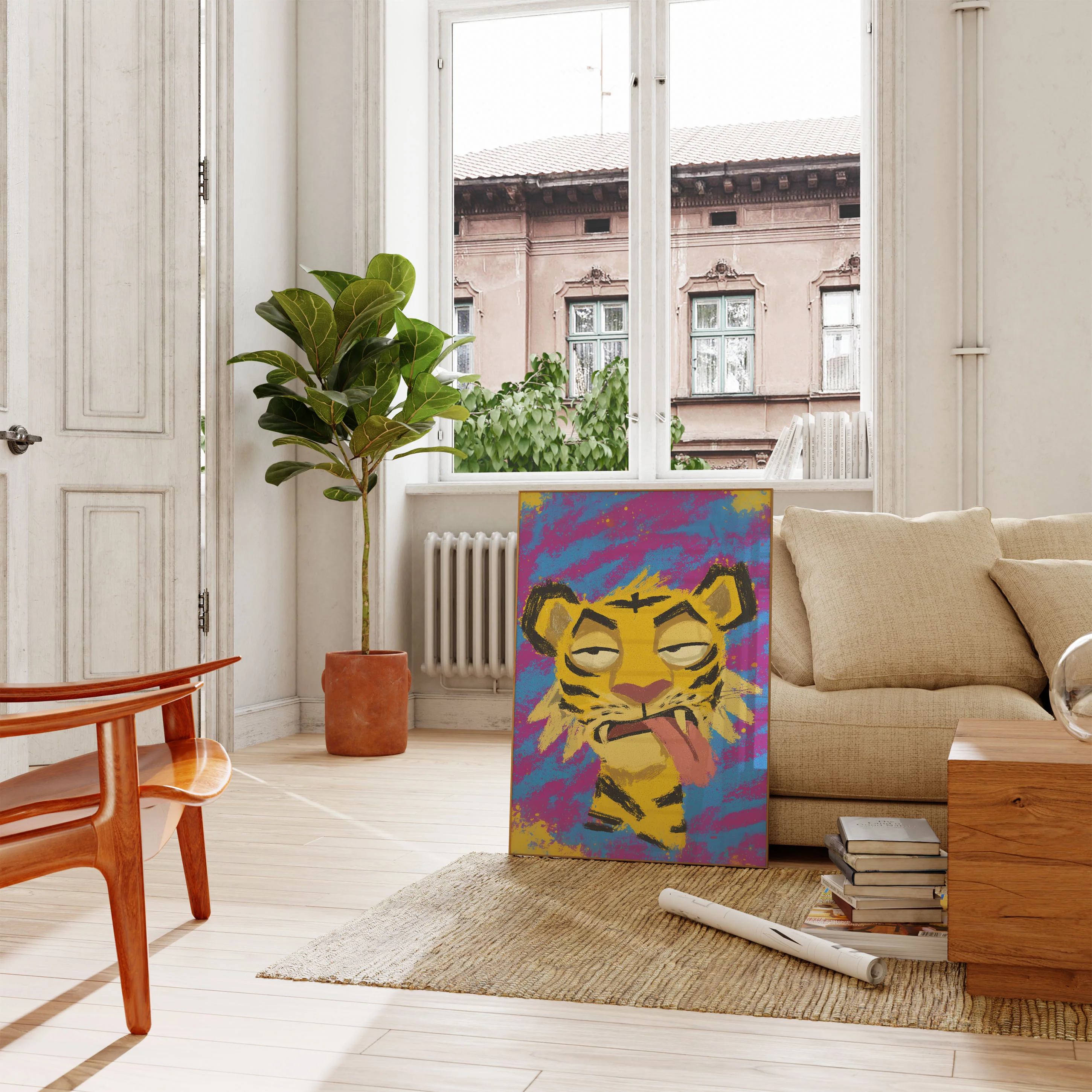 Silly Tiger Tongue Out Poster - Image 2