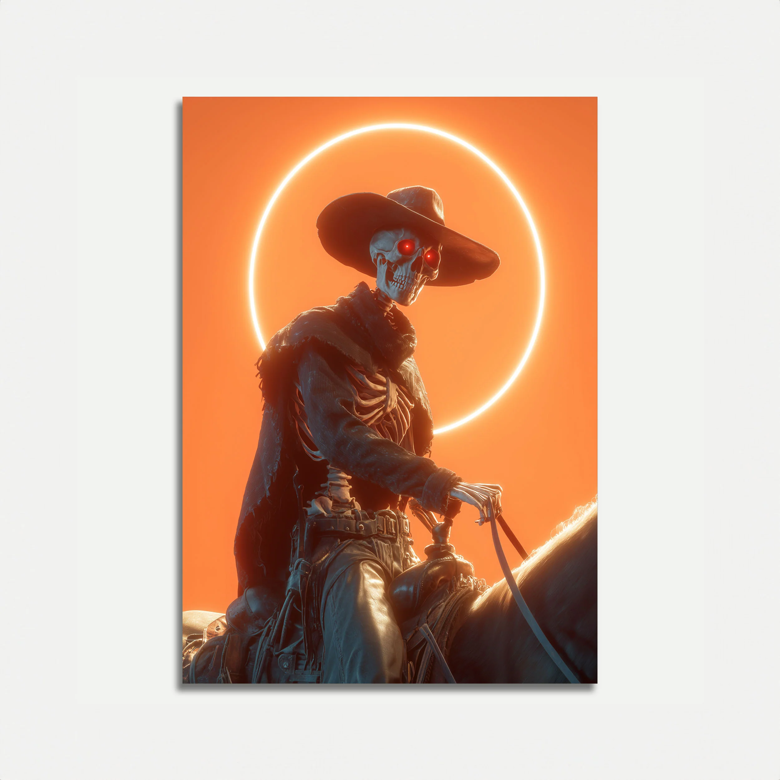 Skeletal Cowboy Sunset Poster