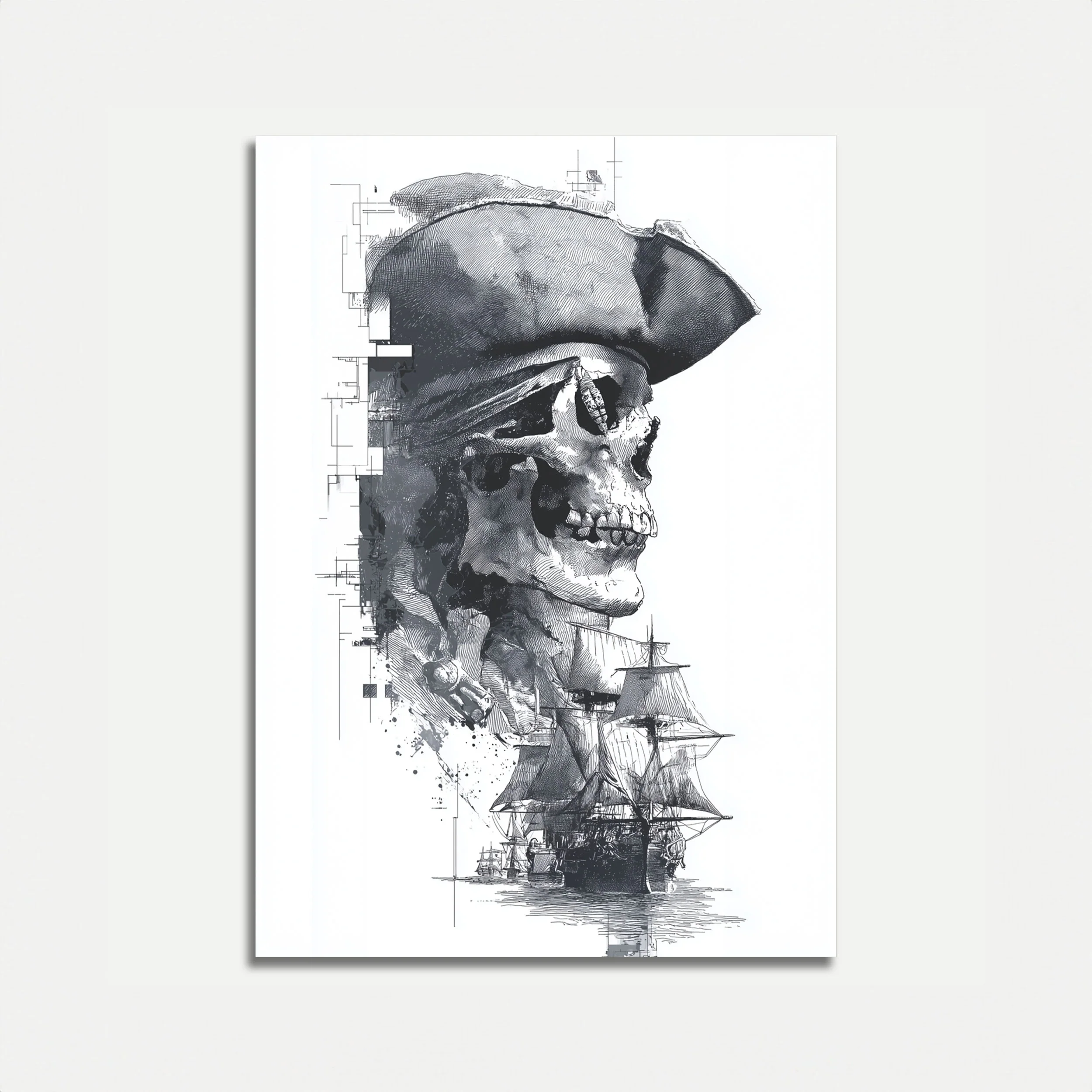 Skeletal Pirate Nautical Poster