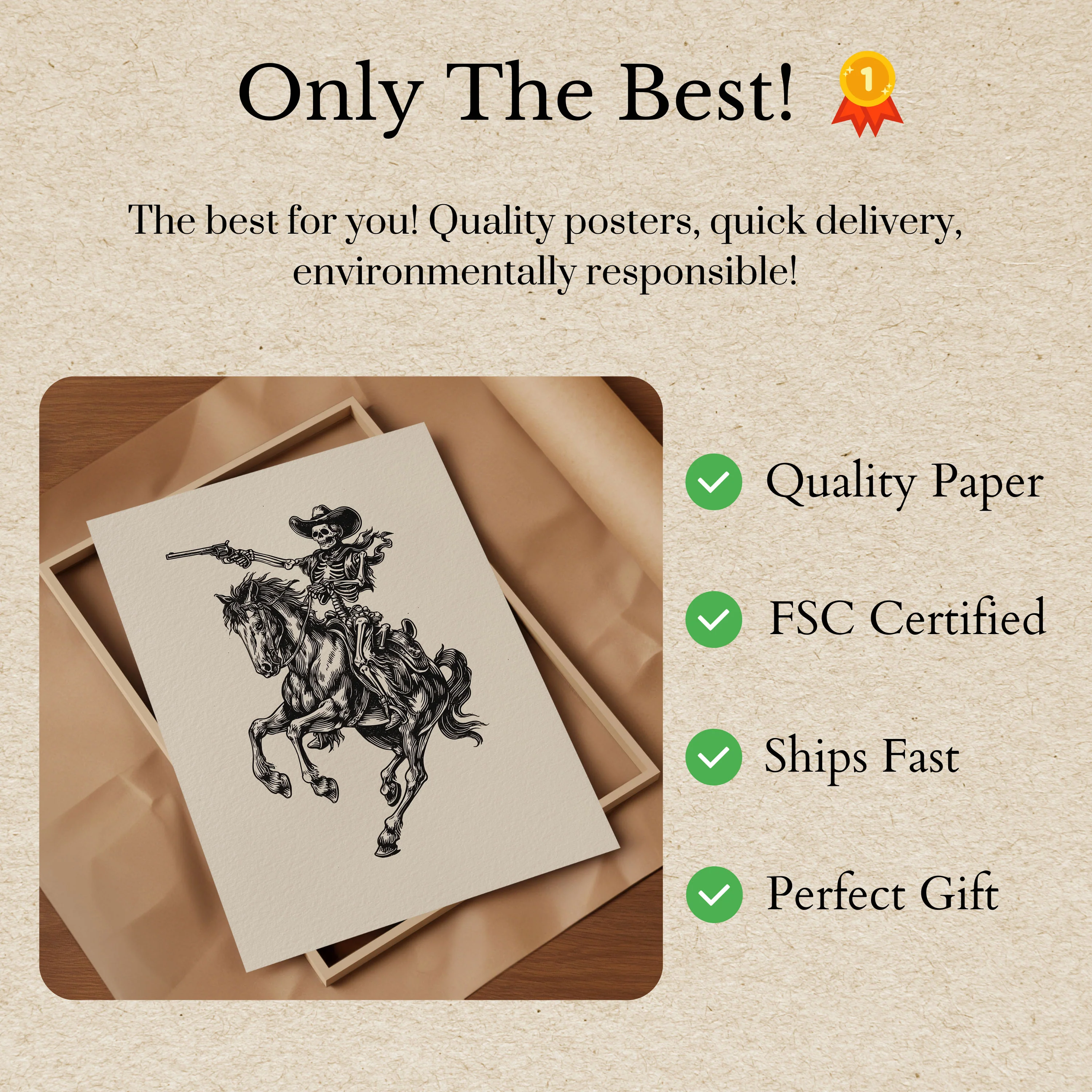 Skeleton Cowboy Riding Horse Poster - Image 3