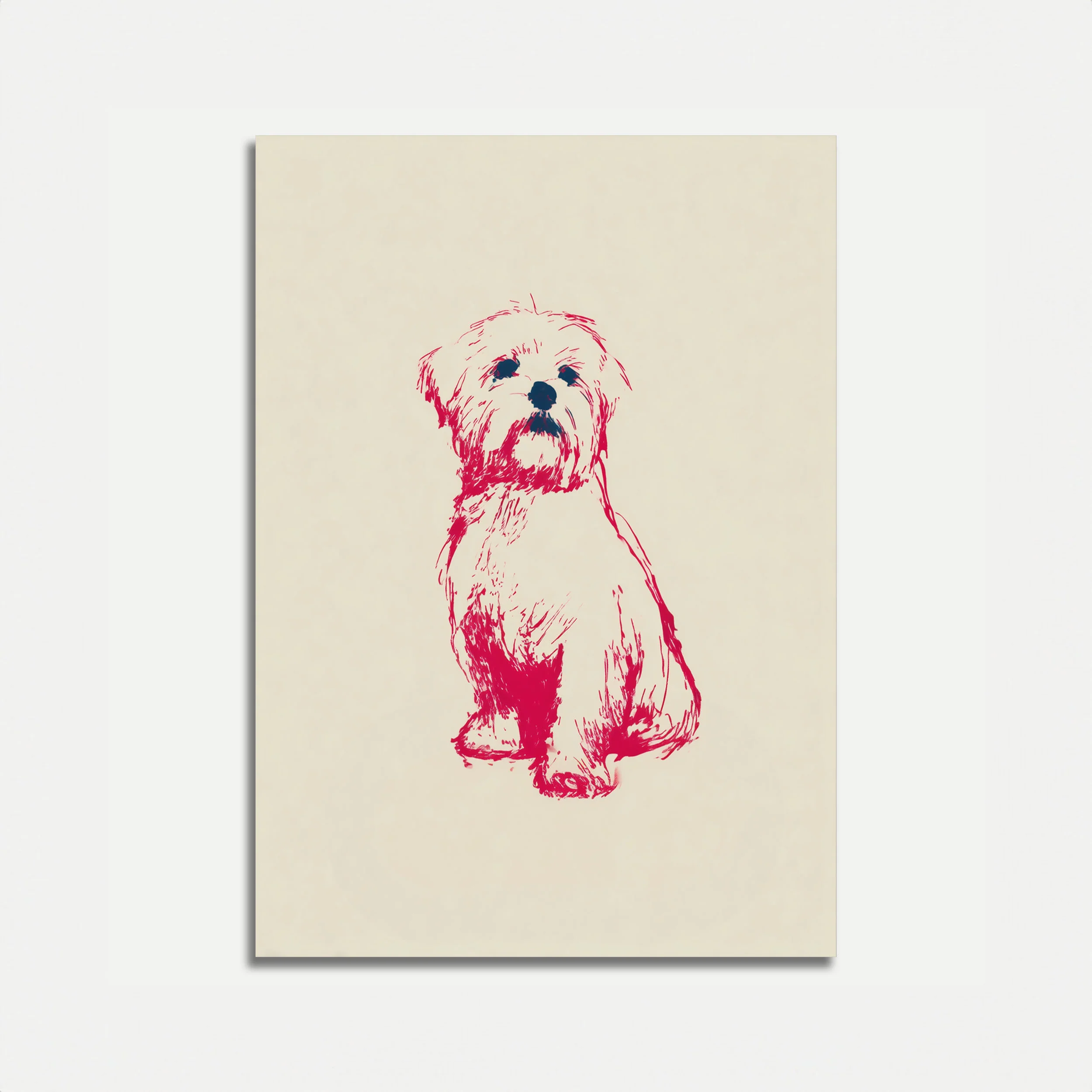 Sketch of a Fluffy Dog Poster