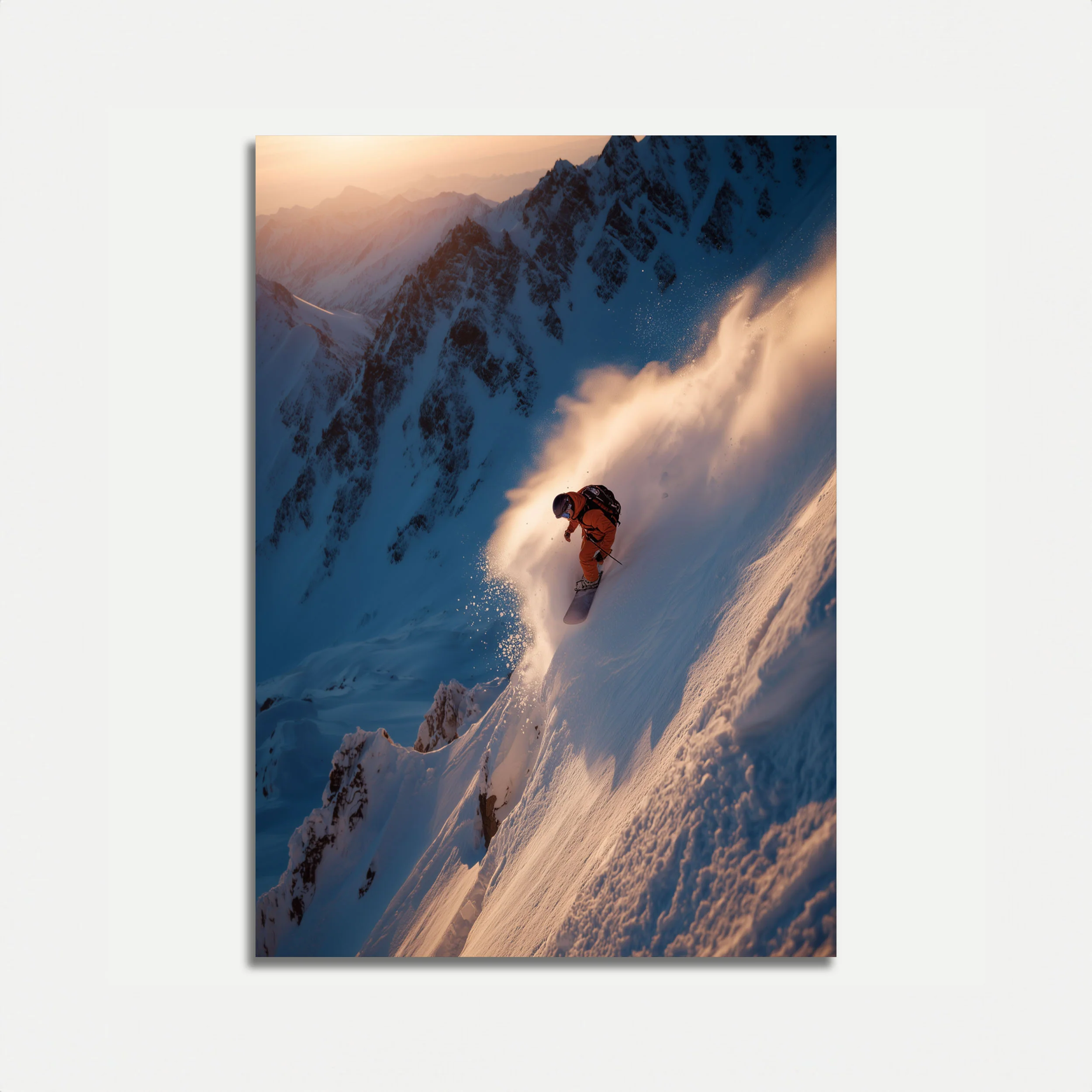Skier Carving Mountain Powder Poster