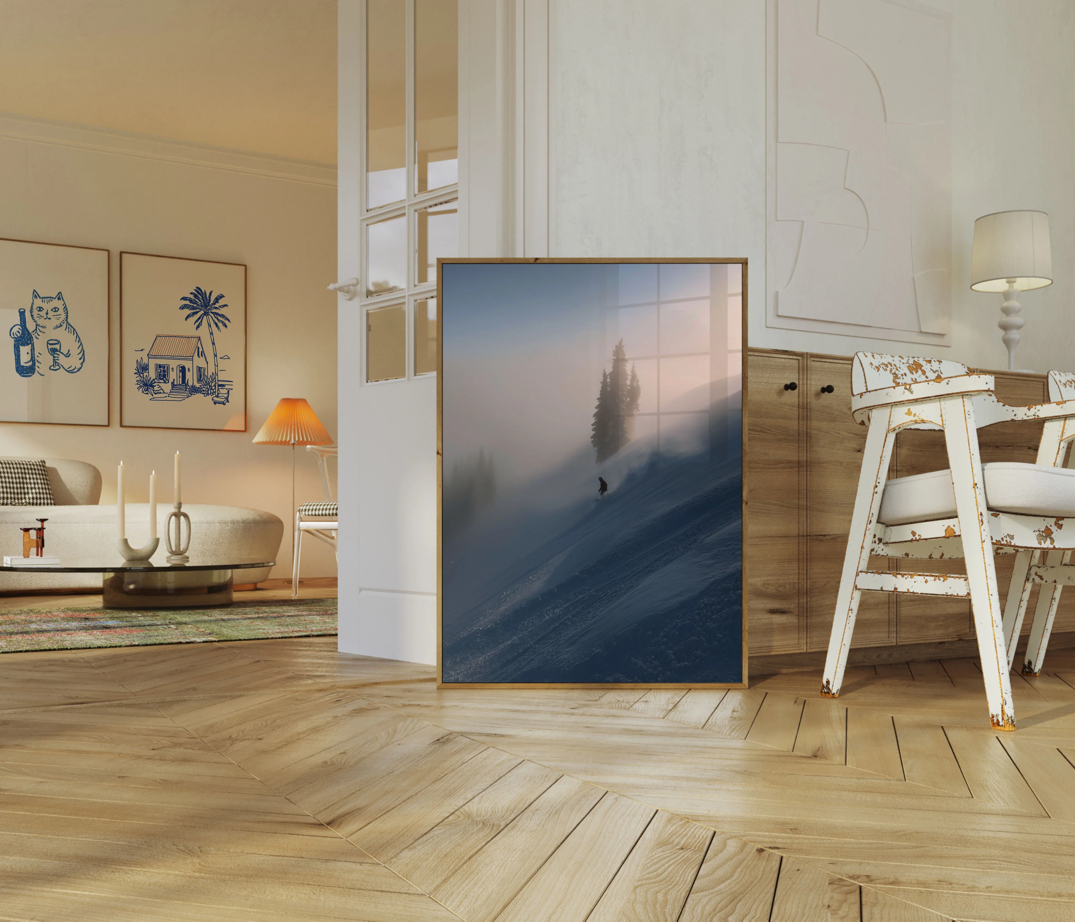 Skier in Alpine Mist Poster - Image 5