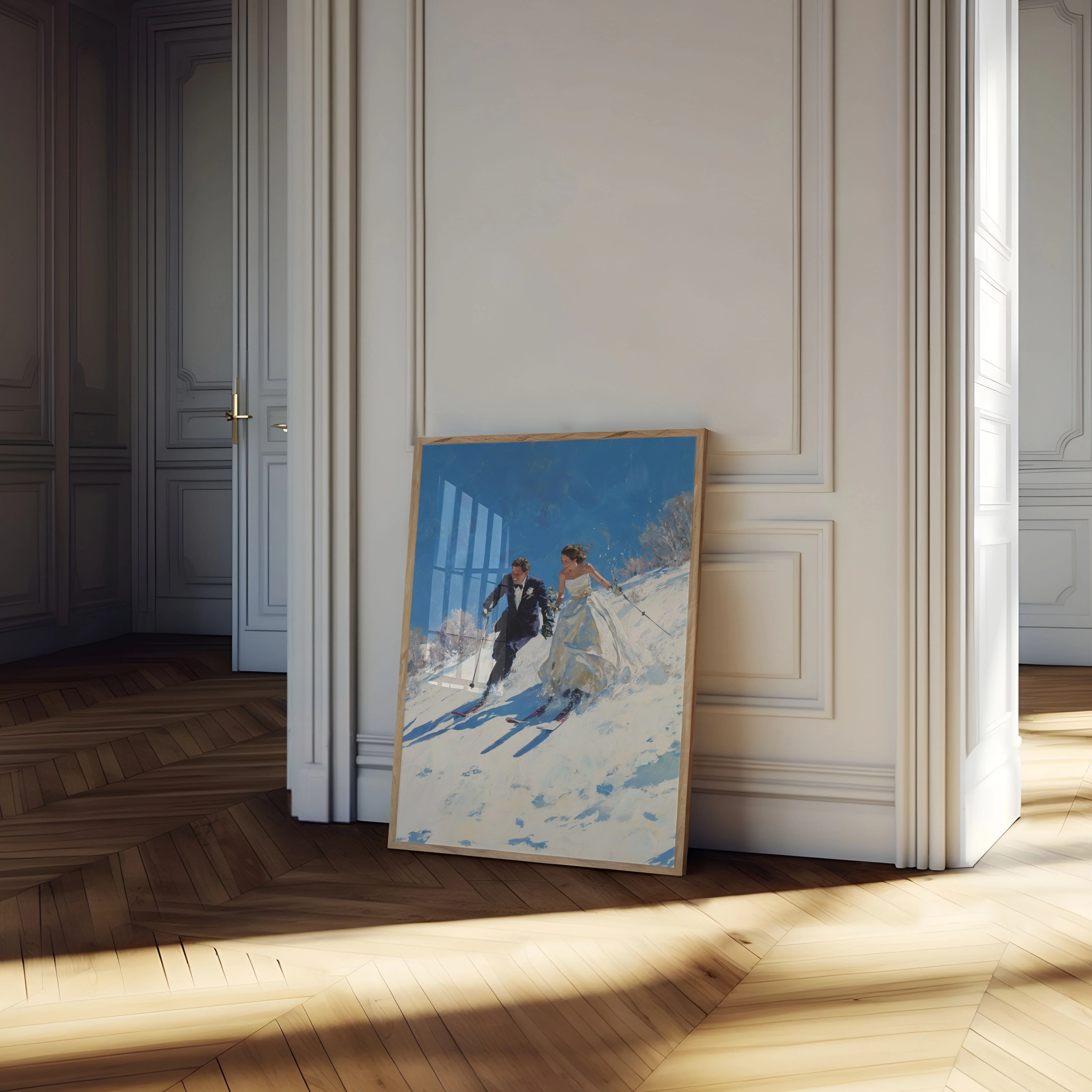Skiing Newlyweds Winter Romance Poster - Image 4