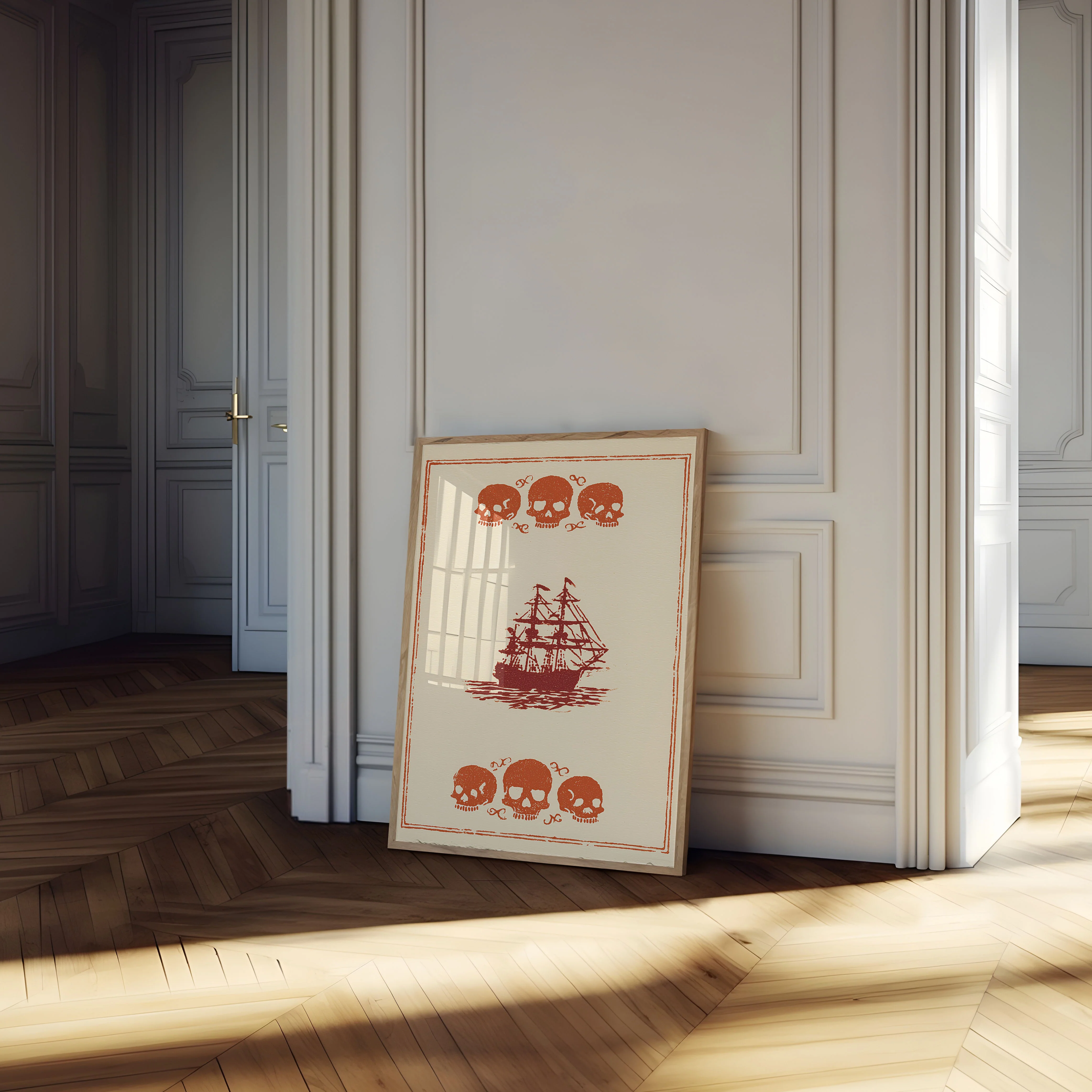 Skull and Sailboat Pirate Poster - Image 4