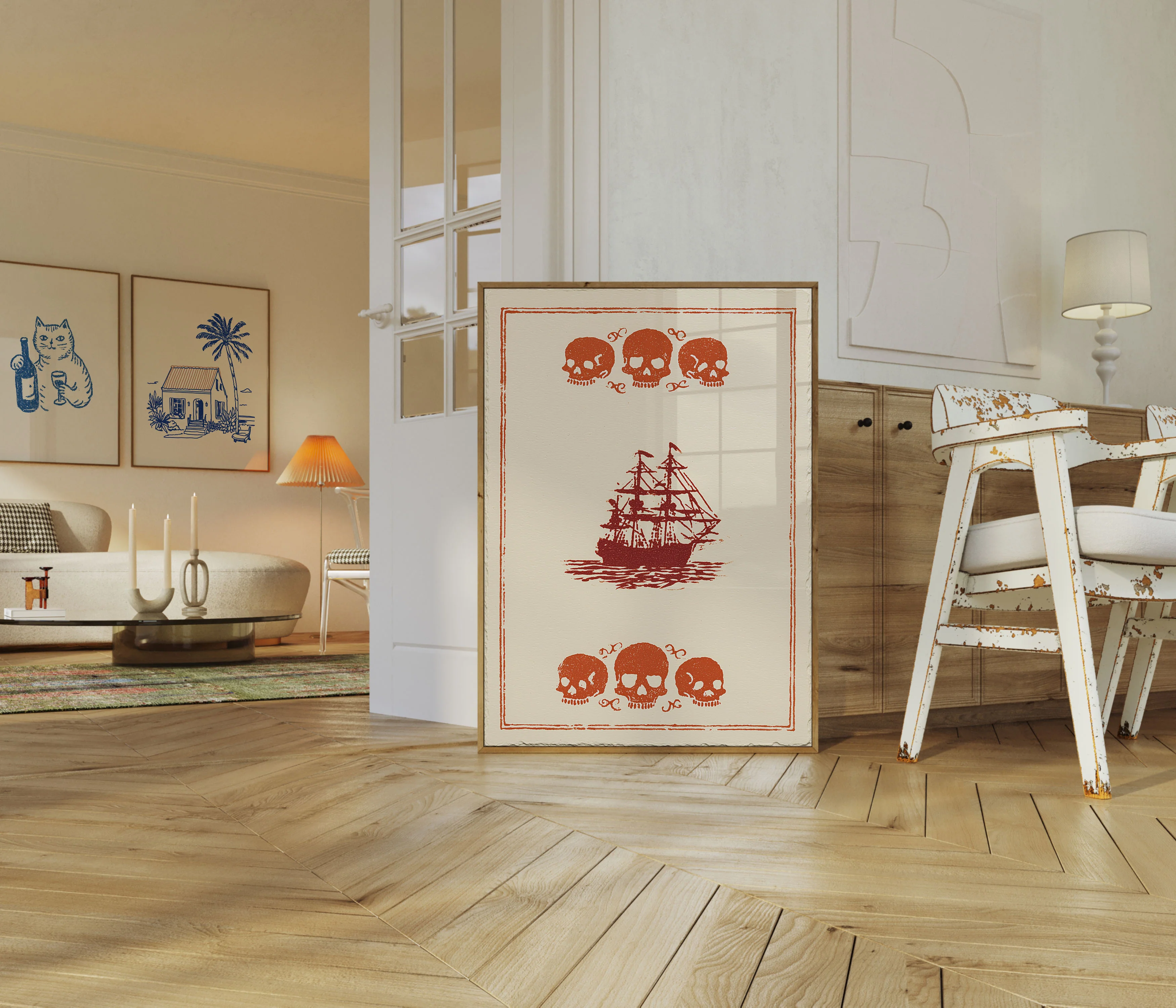 Skull and Sailboat Pirate Poster - Image 5