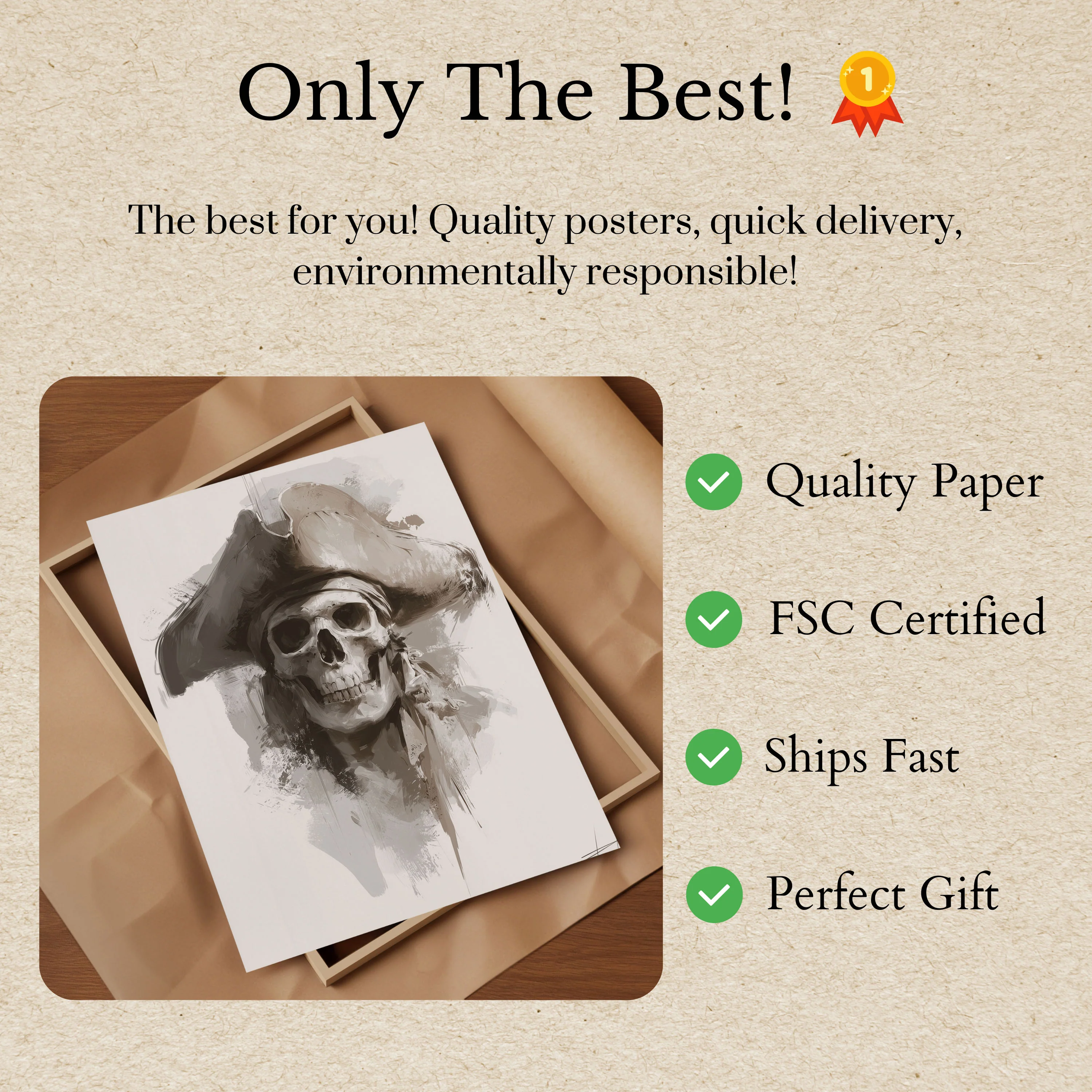 Skull Pirate Captain Poster - Image 3