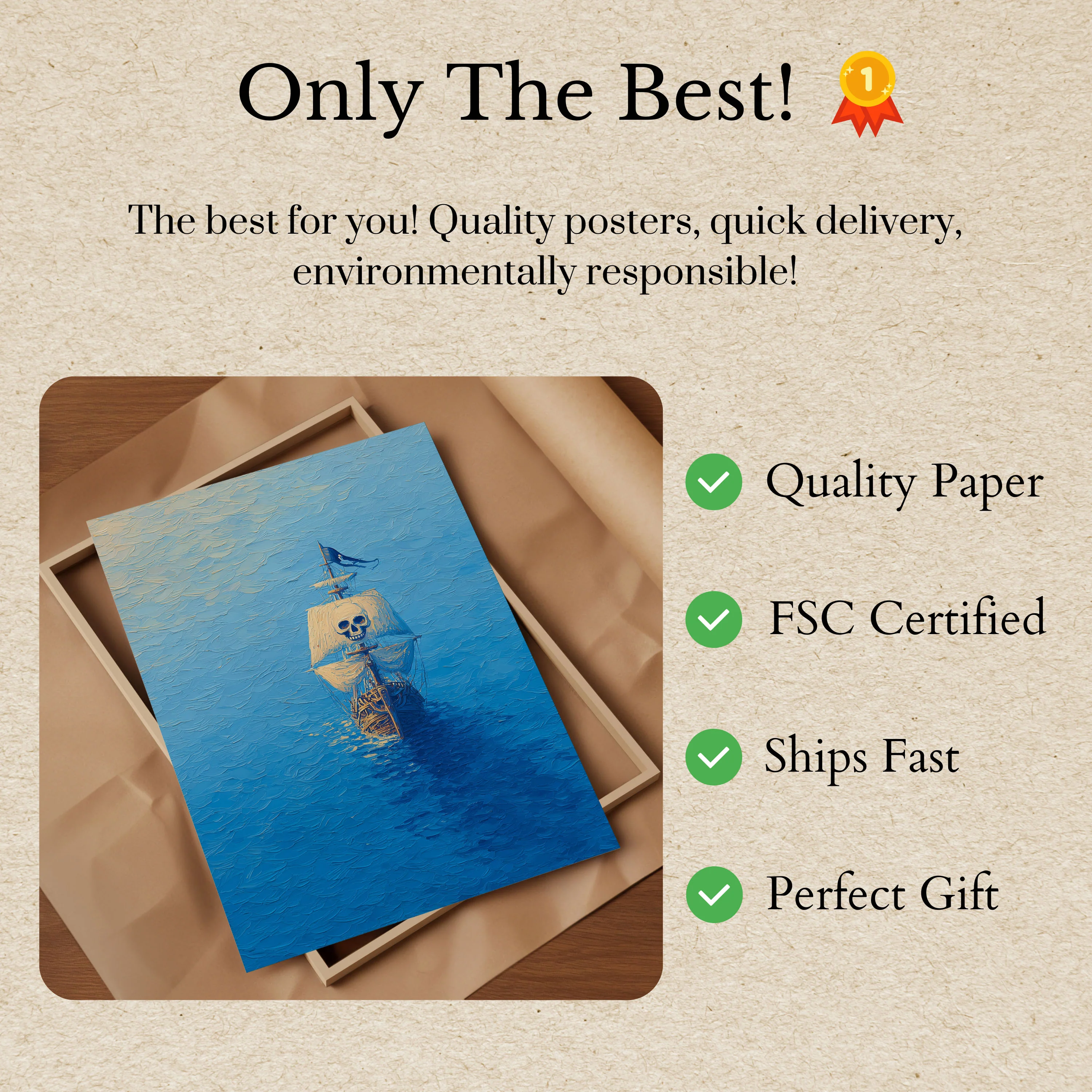 Skull Sail Pirate Ship Poster - Image 3