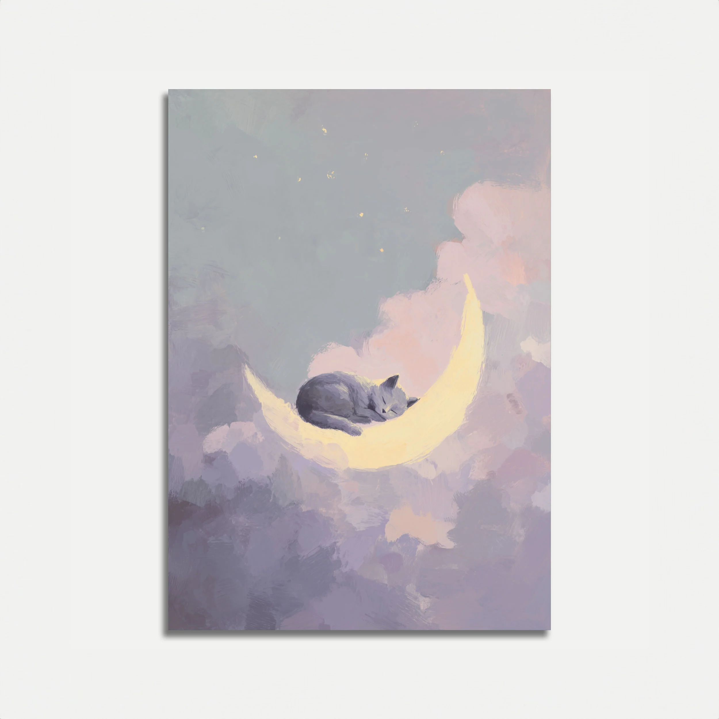 Sleeping Cat on Moon Poster