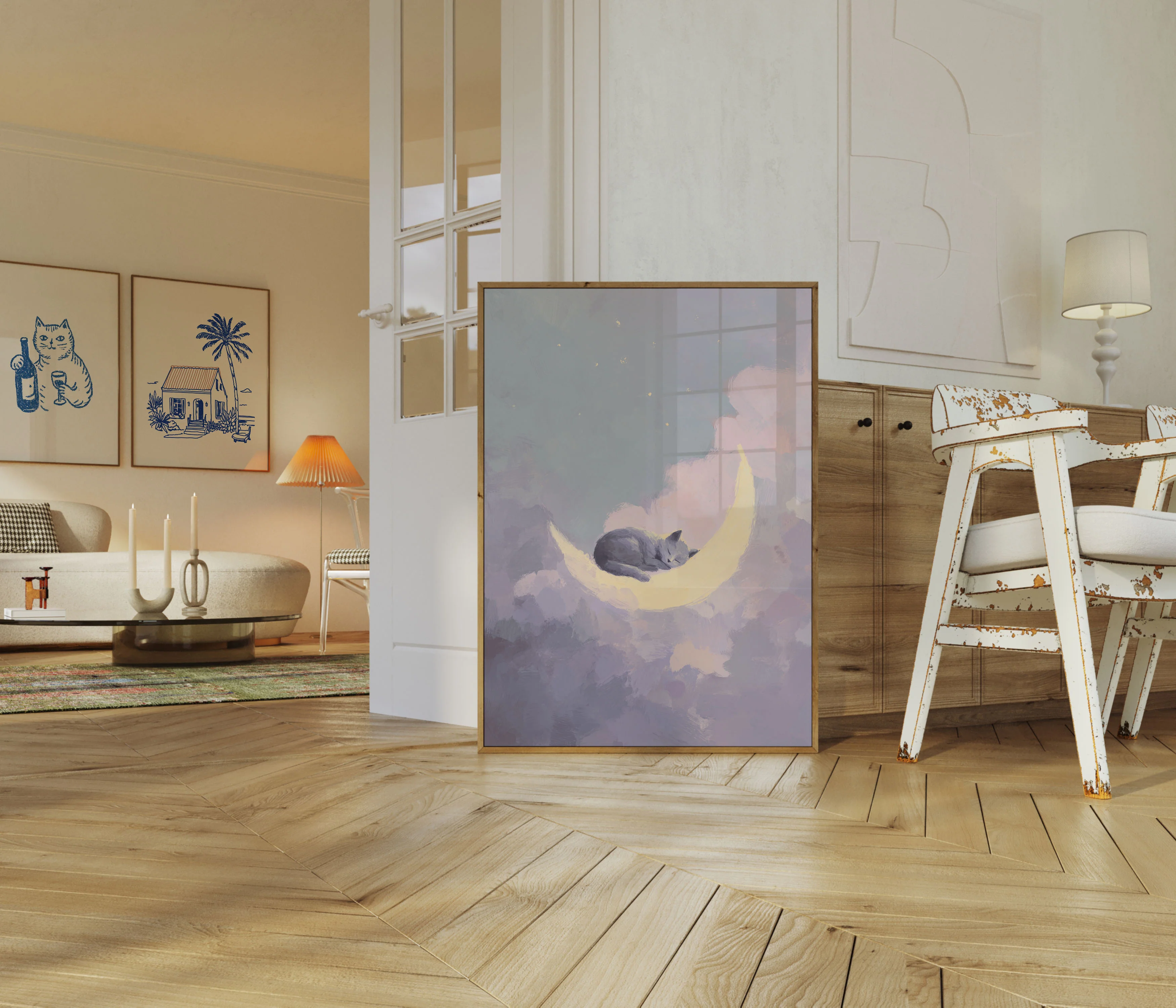 Sleeping Cat on Moon Poster - Image 5