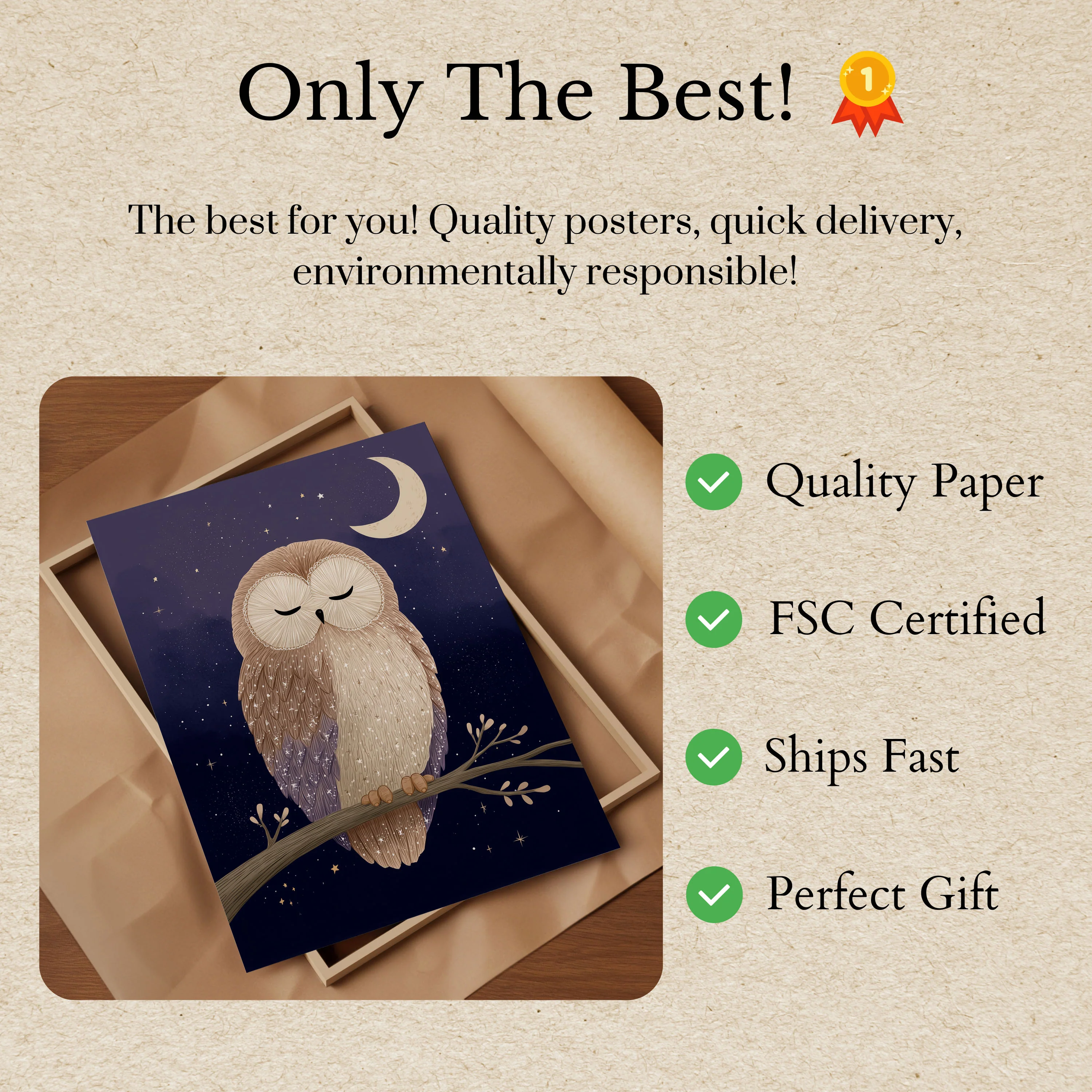 Sleepy Owl Night Sky Poster - Image 3