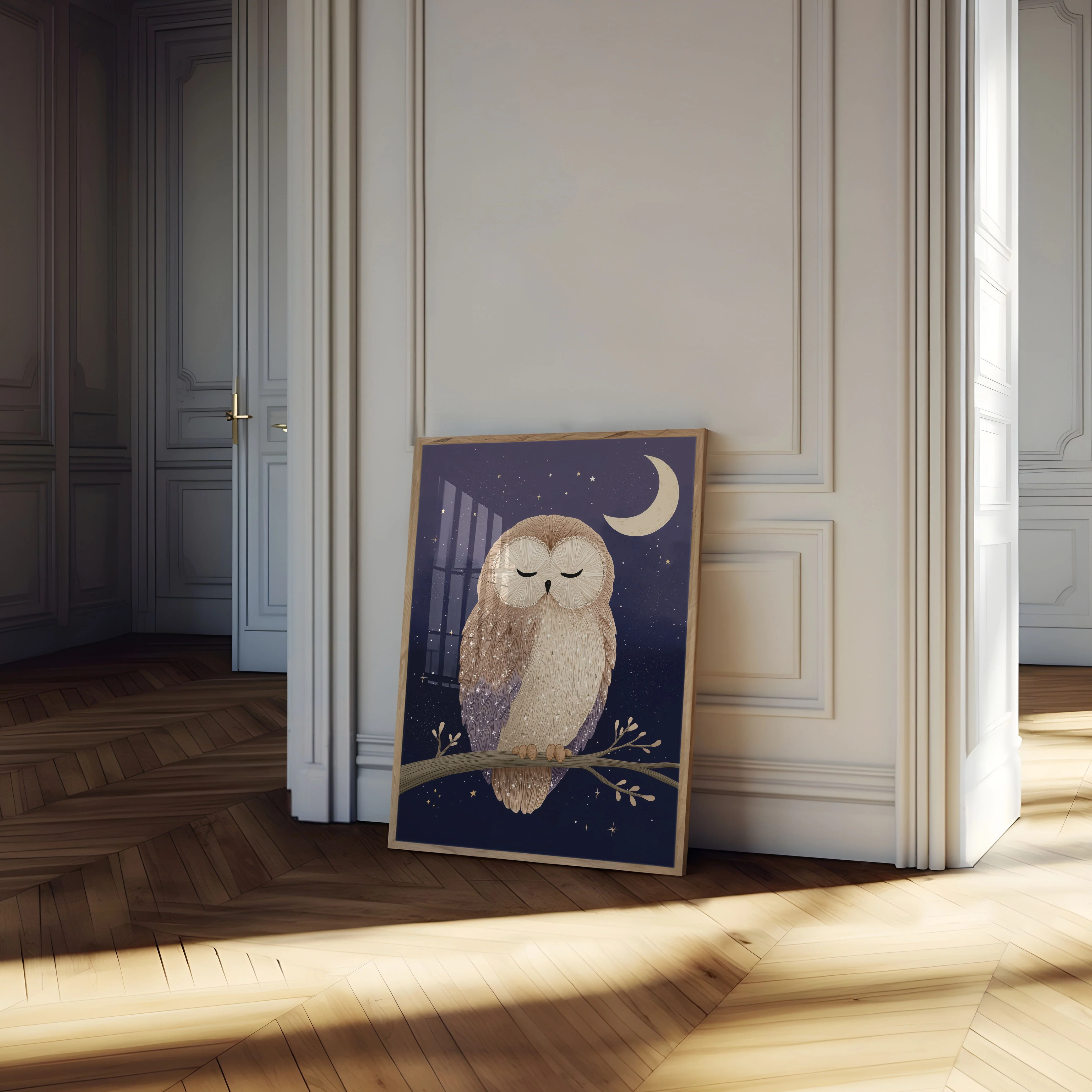 Sleepy Owl Night Sky Poster - Image 4