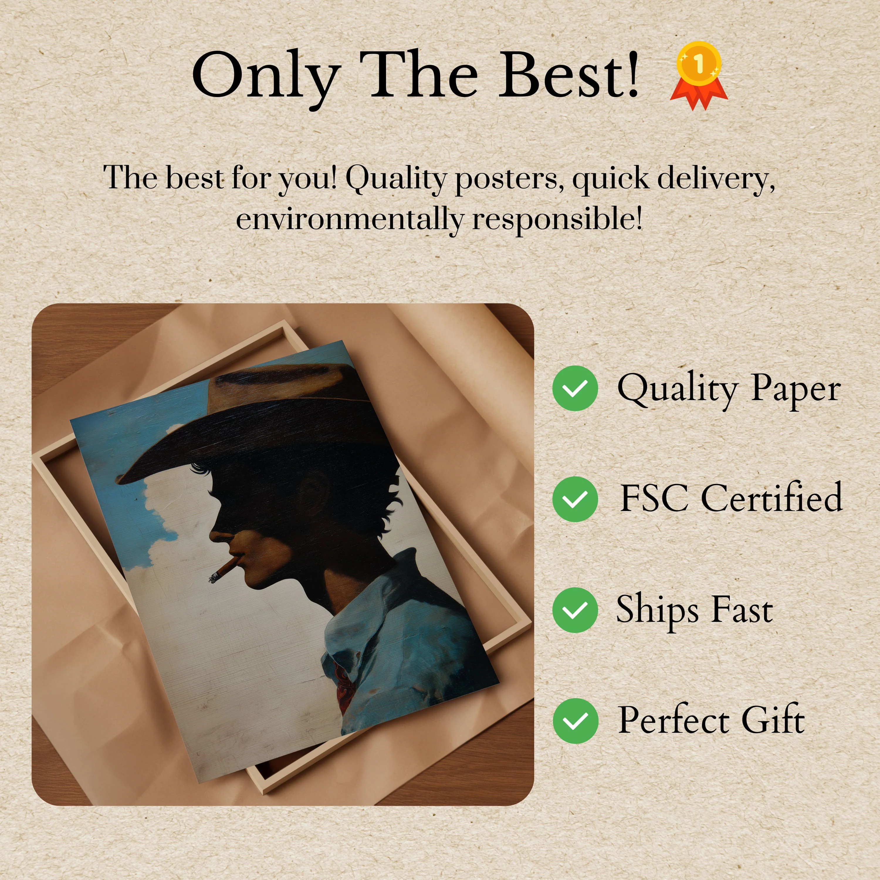 Smoking Cowboy Profile Poster - Image 3