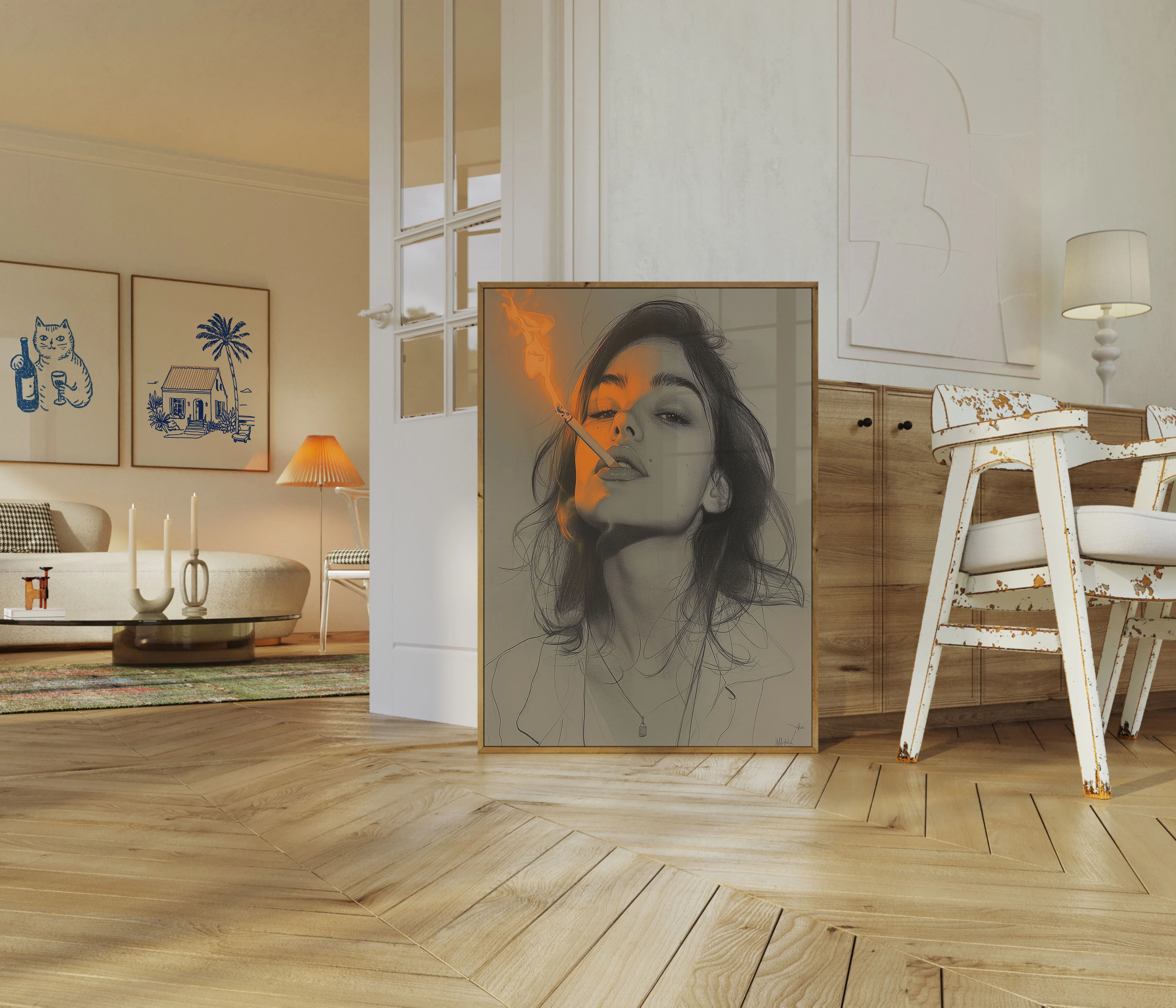Smoking Fire Reflection Poster - Image 5