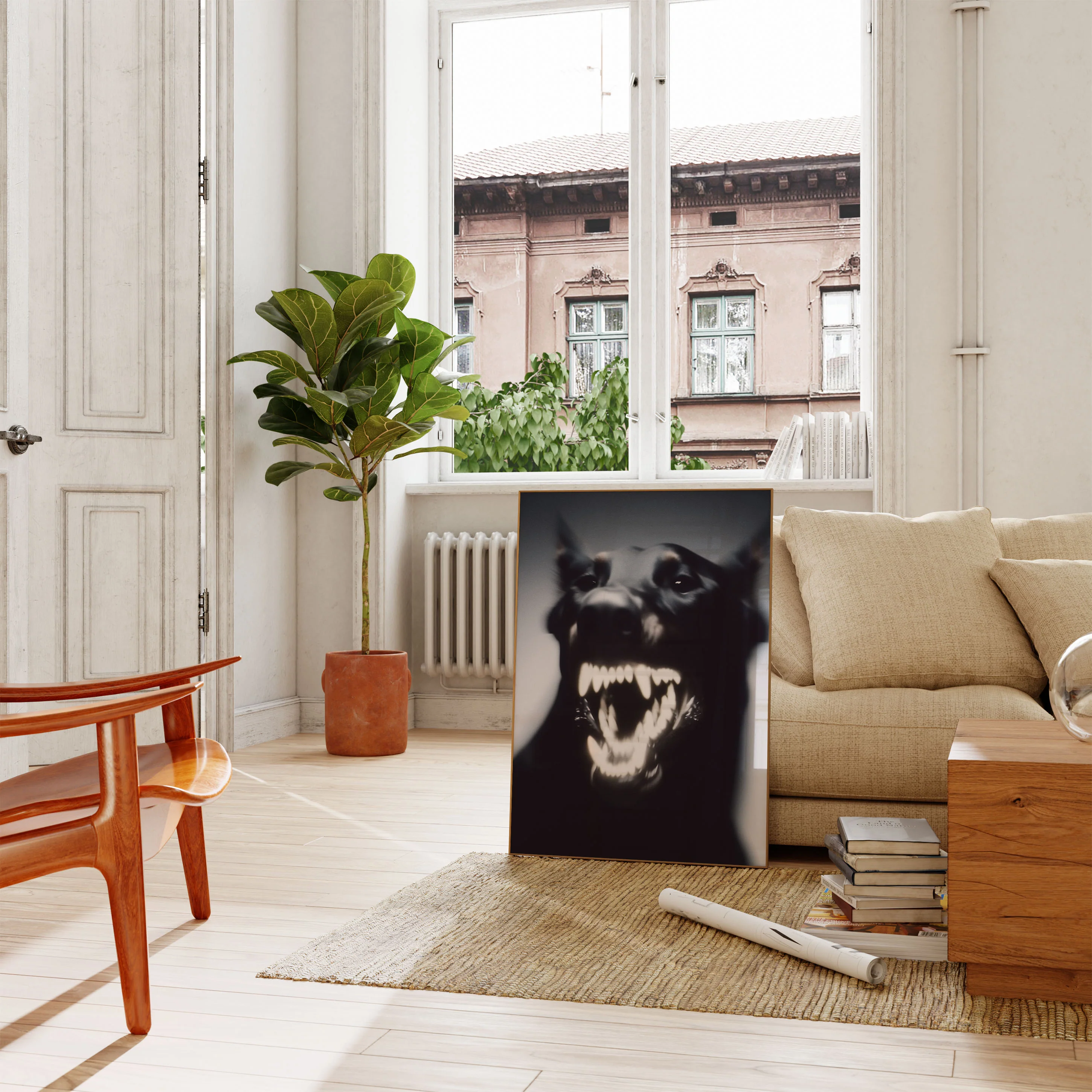 Snarling Dark Canine Poster - Image 2