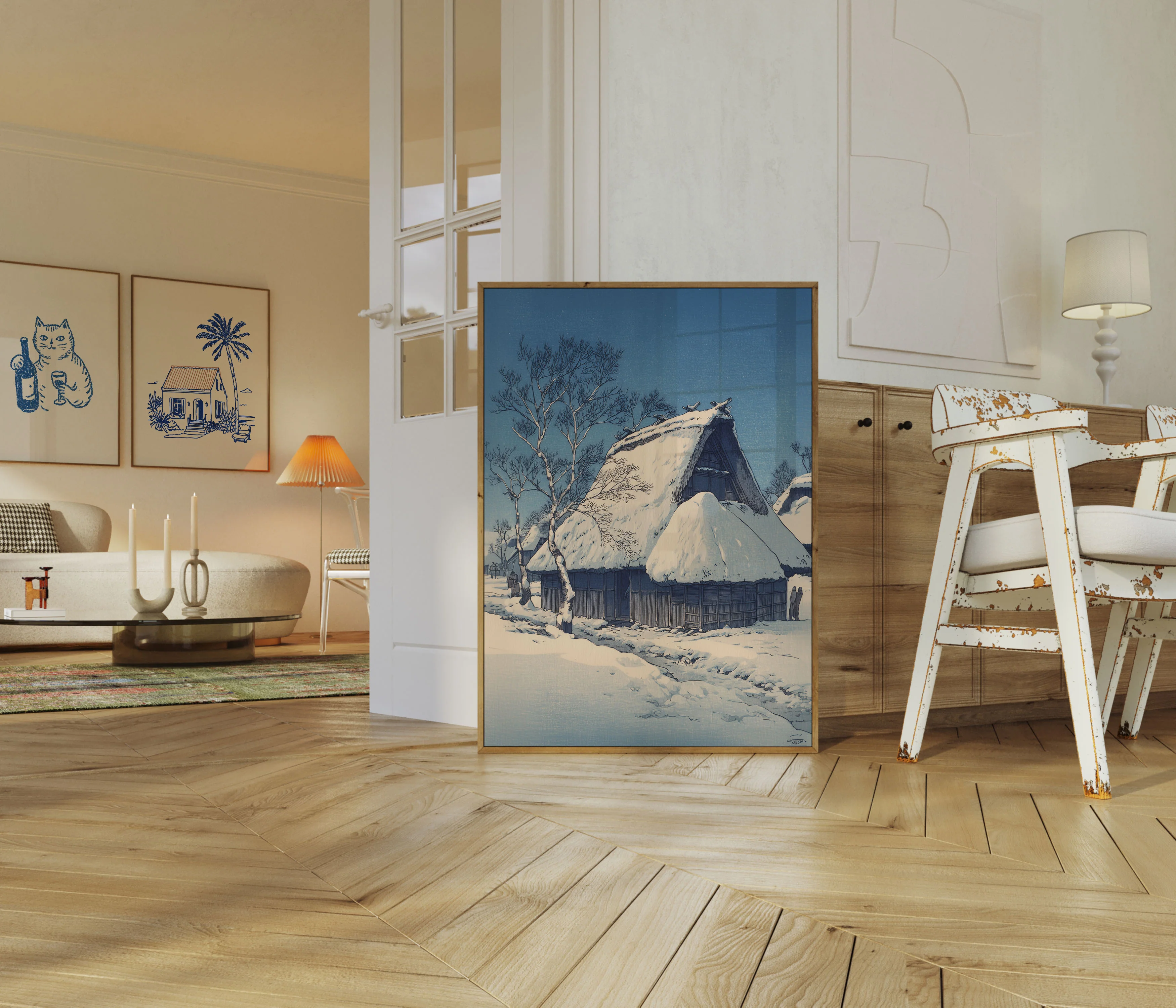 Snow-Covered Village Winter Poster - Image 5